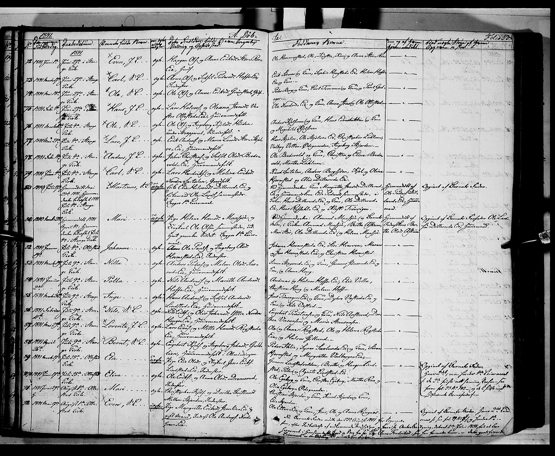 Stange prestekontor, SAH/PREST-002/K/L0010: Parish register (official) no. 10, 1835-1845, p. 53