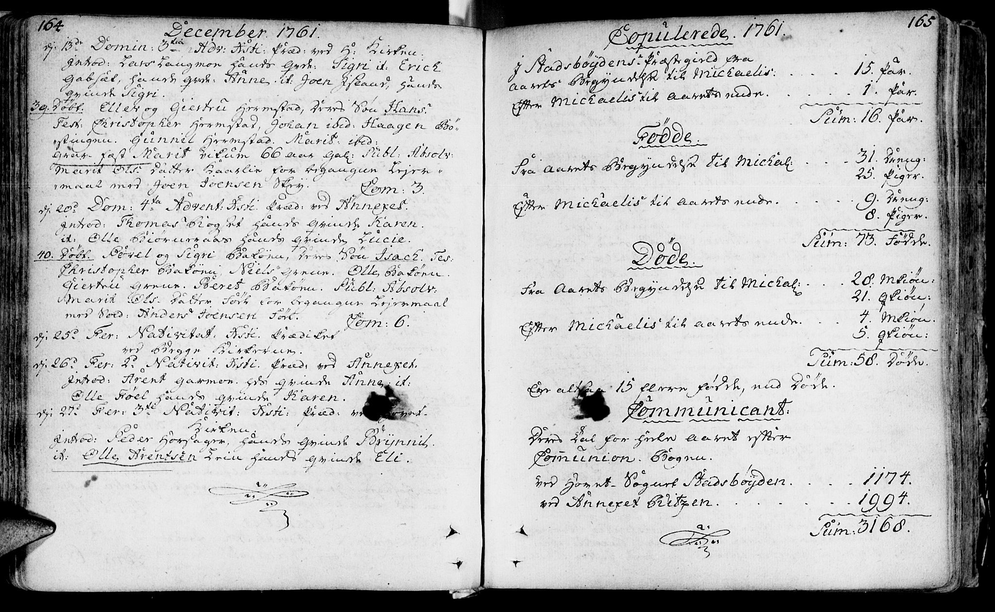 Ministerialprotokoller, klokkerbøker og fødselsregistre - Sør-Trøndelag, SAT/A-1456/646/L0605: Parish register (official) no. 646A03, 1751-1790, p. 164-165