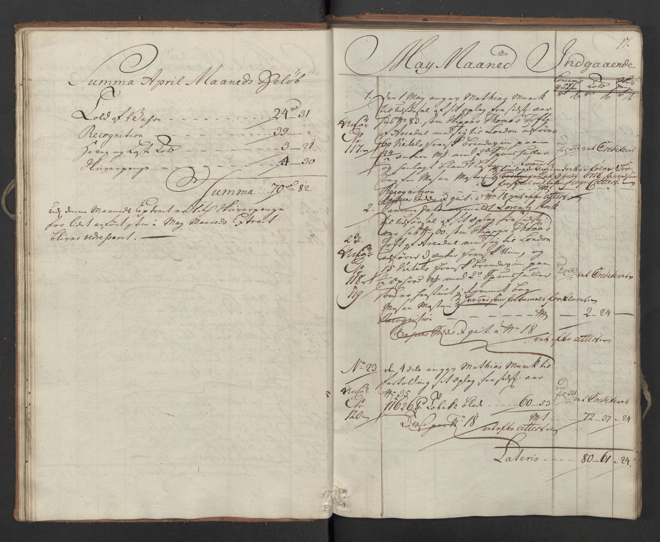 Generaltollkammeret, tollregnskaper, AV/RA-EA-5490/R02/L0034/0001: Tollregnskaper Fredrikstad / Inngående hovedtollbok, 1762, p. 16b-17a