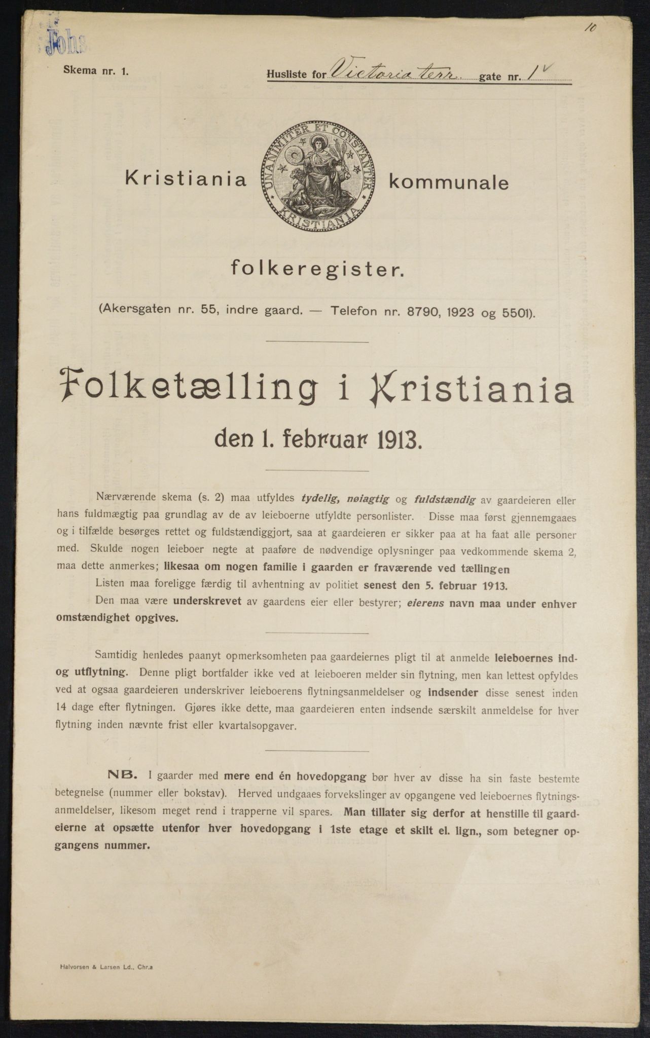 OBA, Municipal Census 1913 for Kristiania, 1913, p. 123334