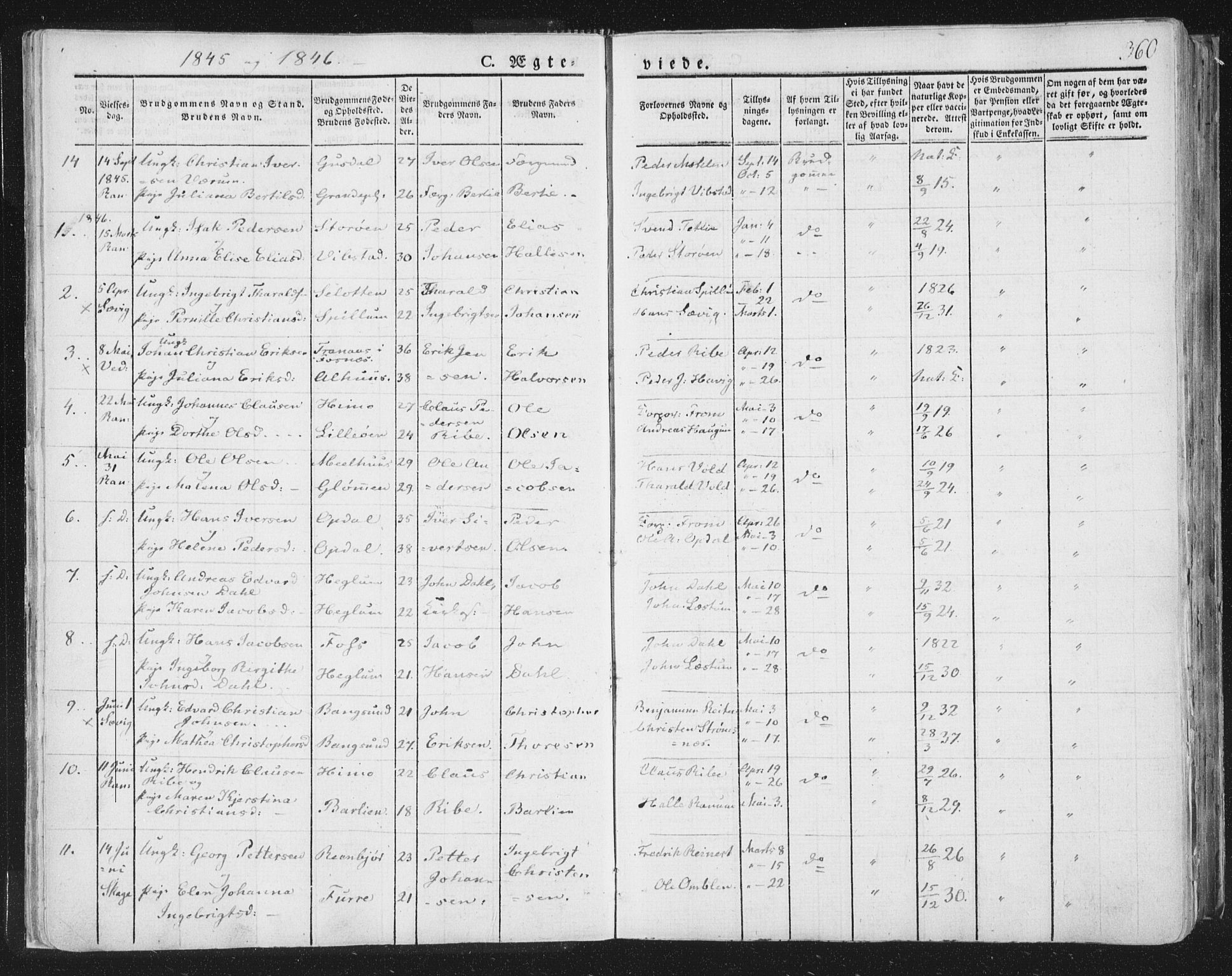 Ministerialprotokoller, klokkerbøker og fødselsregistre - Nord-Trøndelag, SAT/A-1458/764/L0552: Parish register (official) no. 764A07b, 1824-1865, p. 360