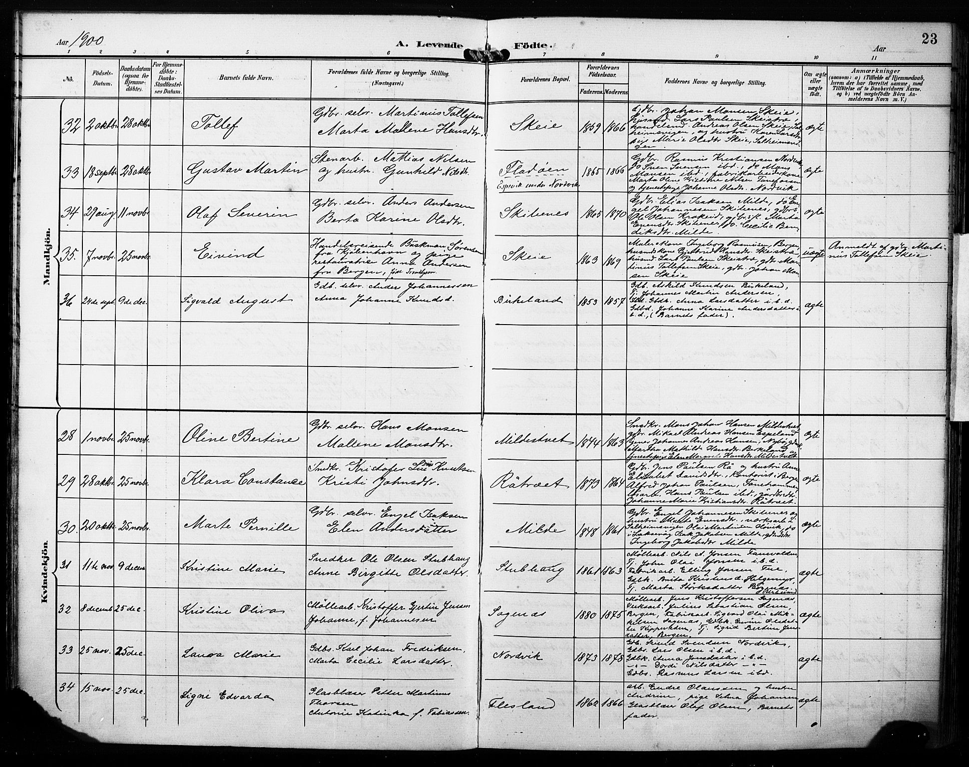 Fana Sokneprestembete, AV/SAB-A-75101/H/Haa/Haab/L0003: Parish register (official) no. B 3, 1898-1907, p. 23