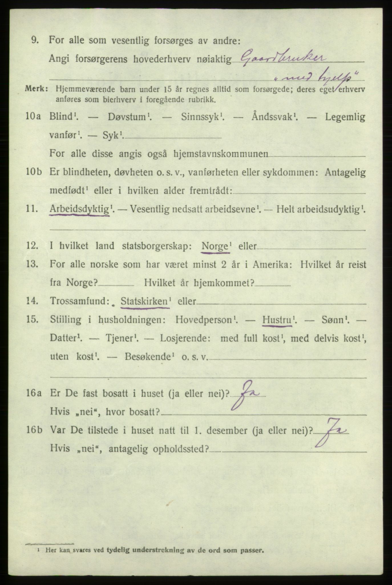 SAB, 1920 census for Fitjar, 1920, p. 4319