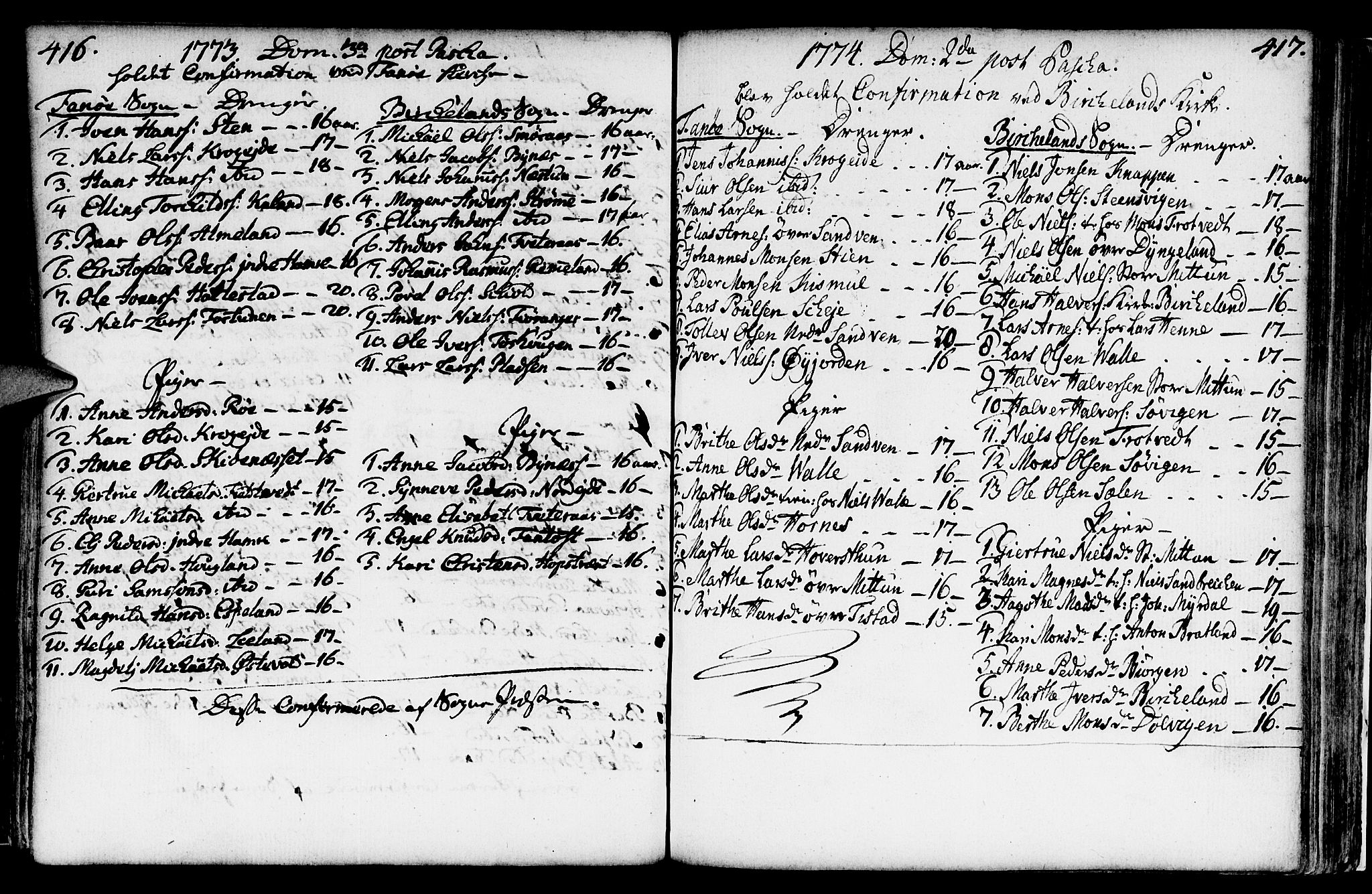 Fana Sokneprestembete, AV/SAB-A-75101/H/Haa/Haaa/L0004: Parish register (official) no. A 4, 1757-1774, p. 416-417