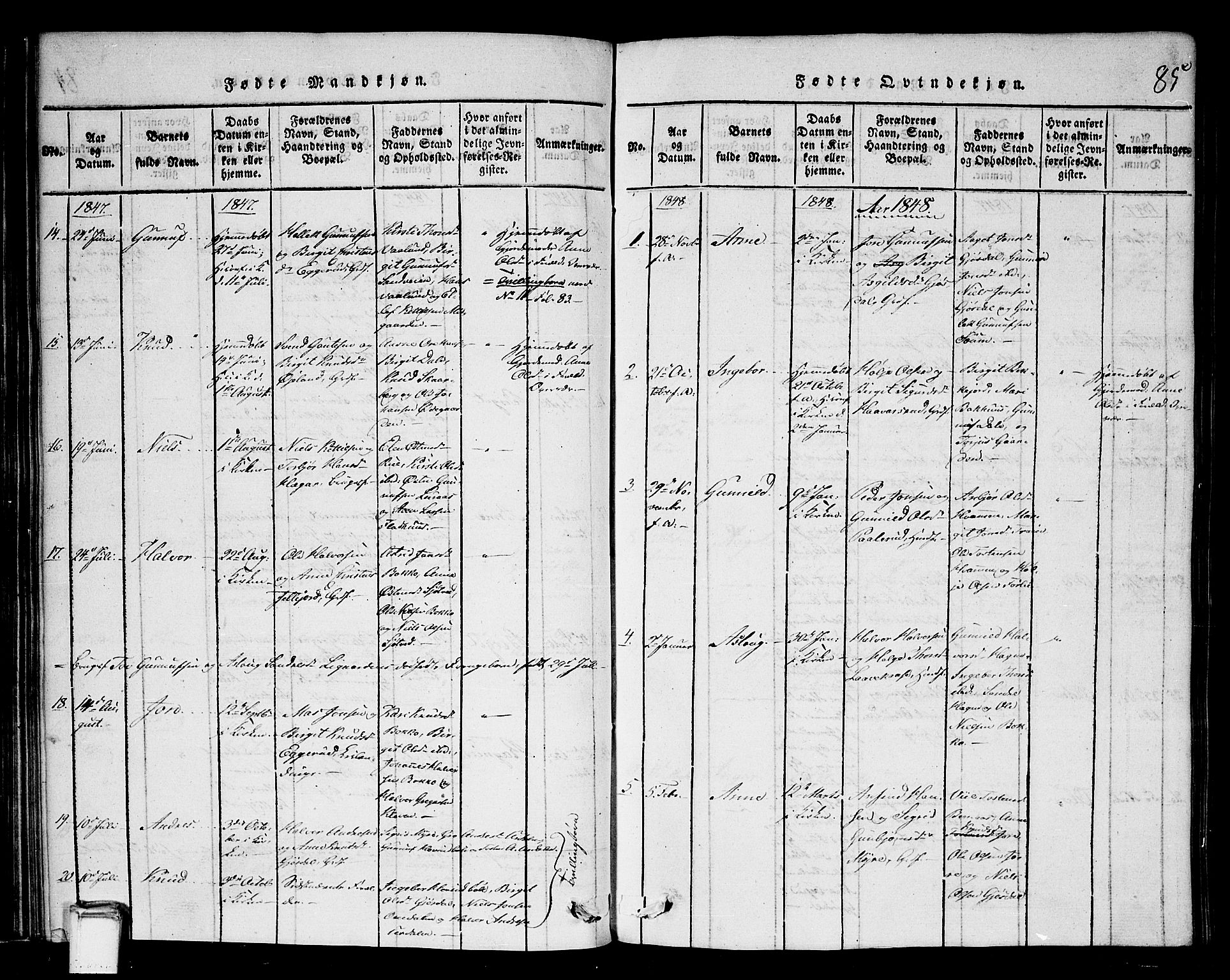 Tinn kirkebøker, SAKO/A-308/G/Gb/L0001: Parish register (copy) no. II 1 /2, 1837-1850, p. 85