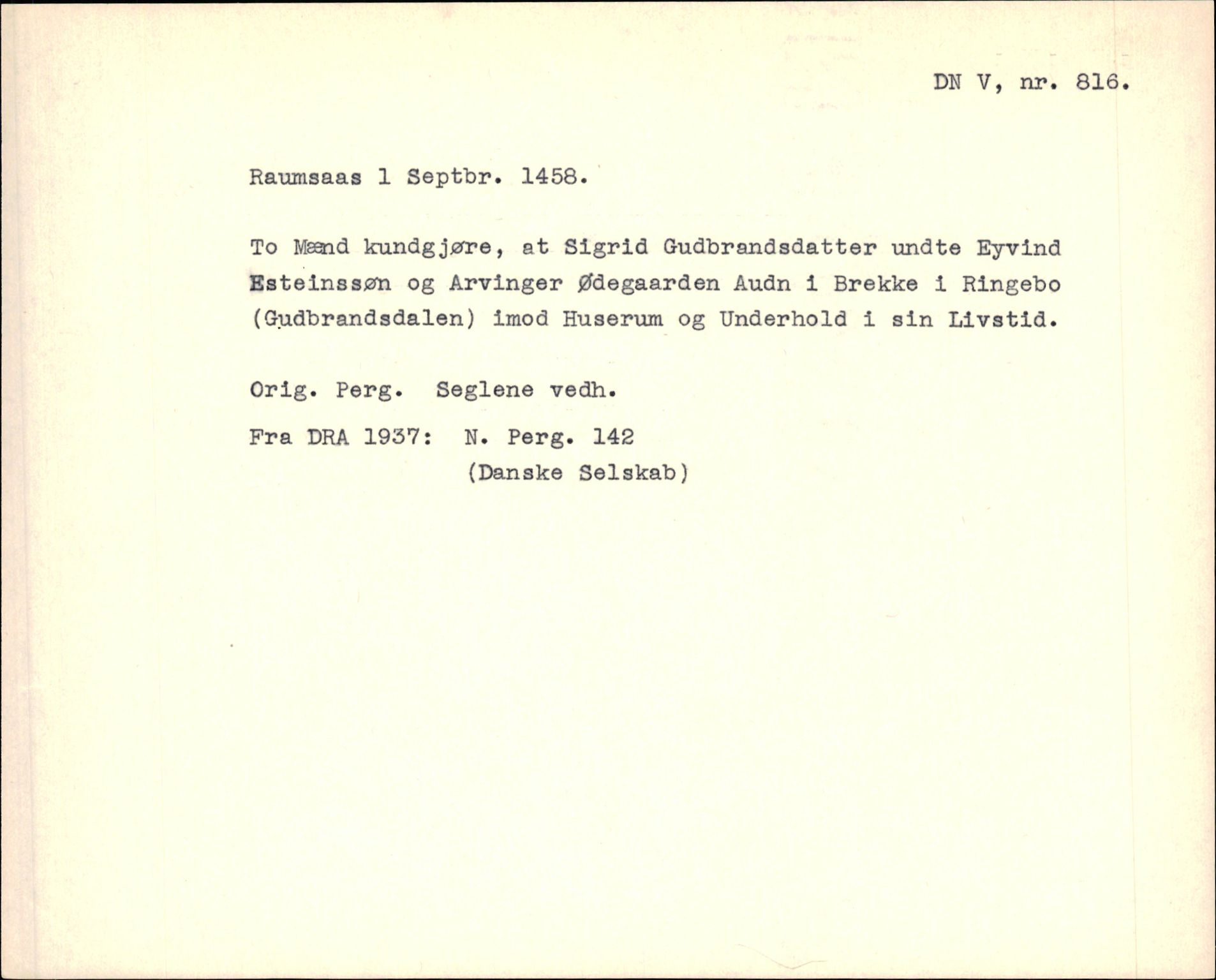 Riksarkivets diplomsamling, AV/RA-EA-5965/F35/F35f/L0003: Regestsedler: Diplomer fra DRA 1937 og 1996, p. 323