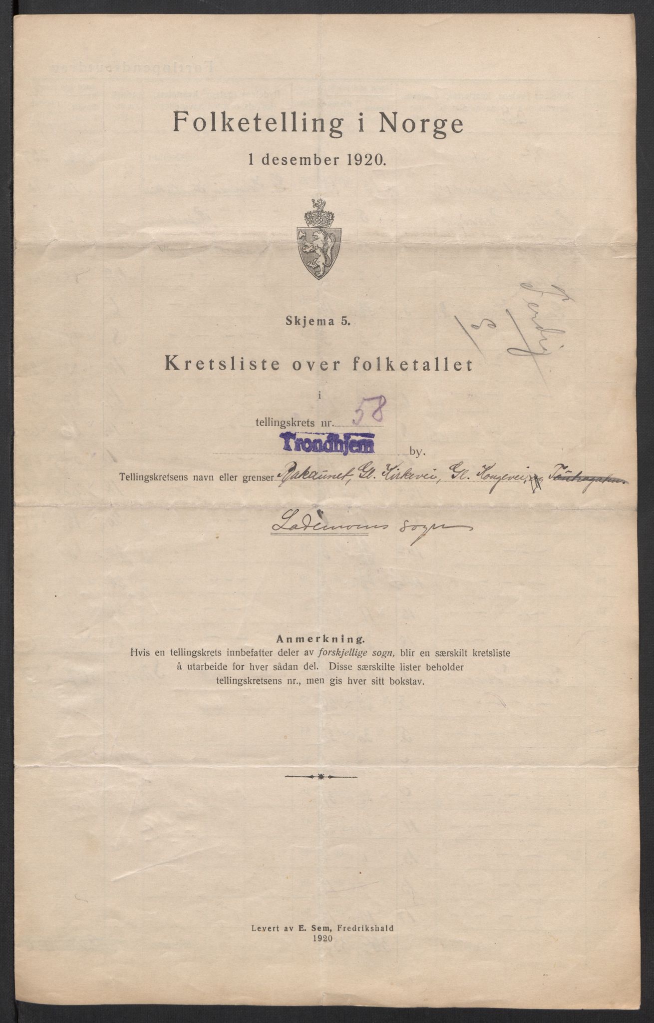 SAT, 1920 census for Trondheim, 1920, p. 188