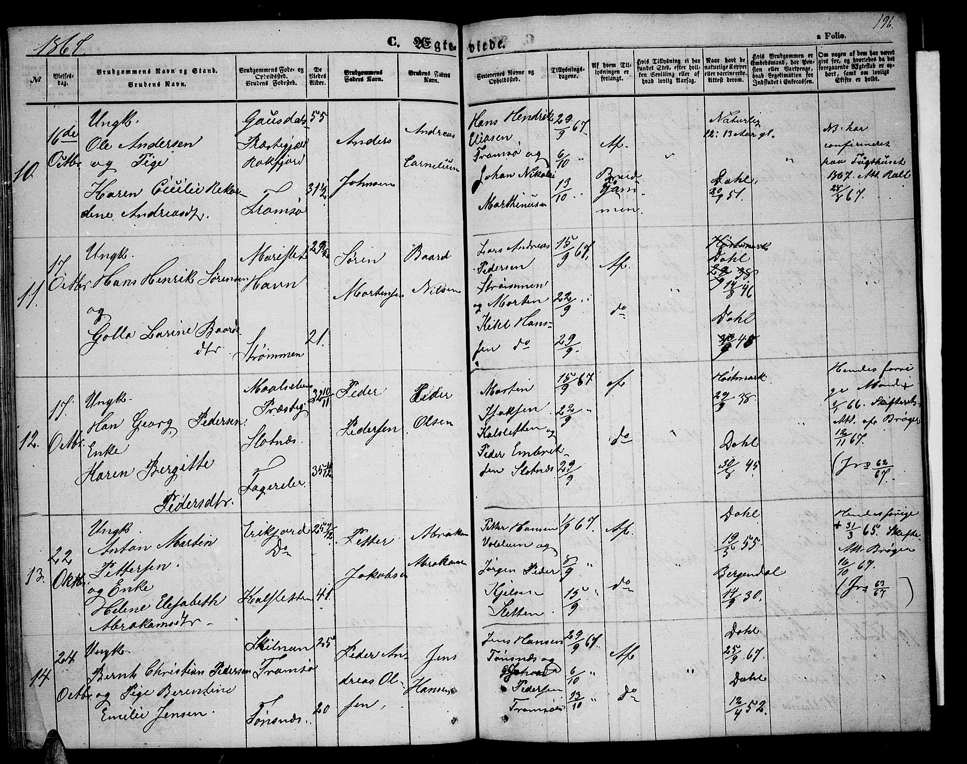 Tromsøysund sokneprestkontor, AV/SATØ-S-1304/G/Gb/L0001klokker: Parish register (copy) no. 1, 1857-1869, p. 196