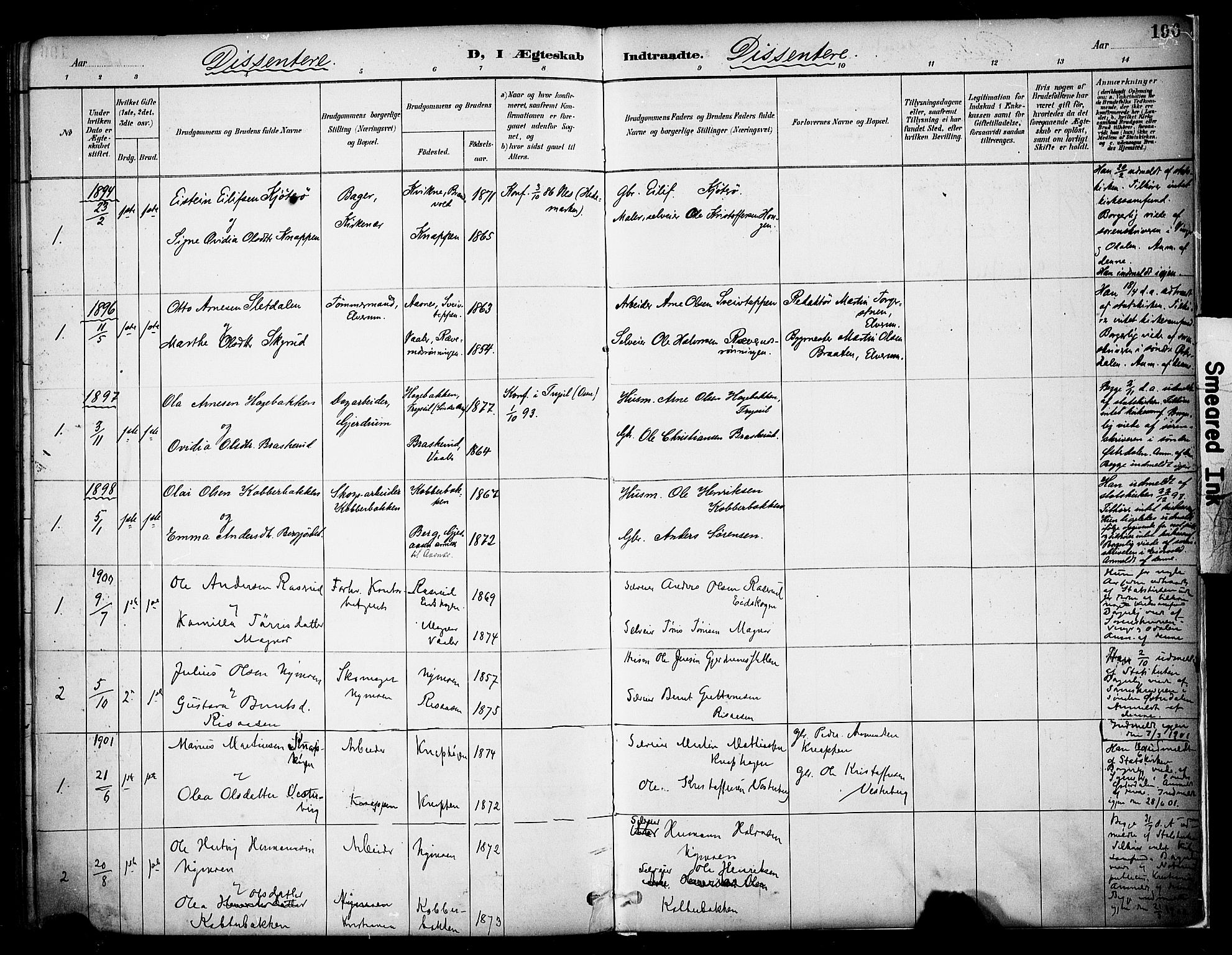 Våler prestekontor, Hedmark, AV/SAH-PREST-040/H/Ha/Haa/L0005: Parish register (official) no. 5, 1887-1905, p. 196