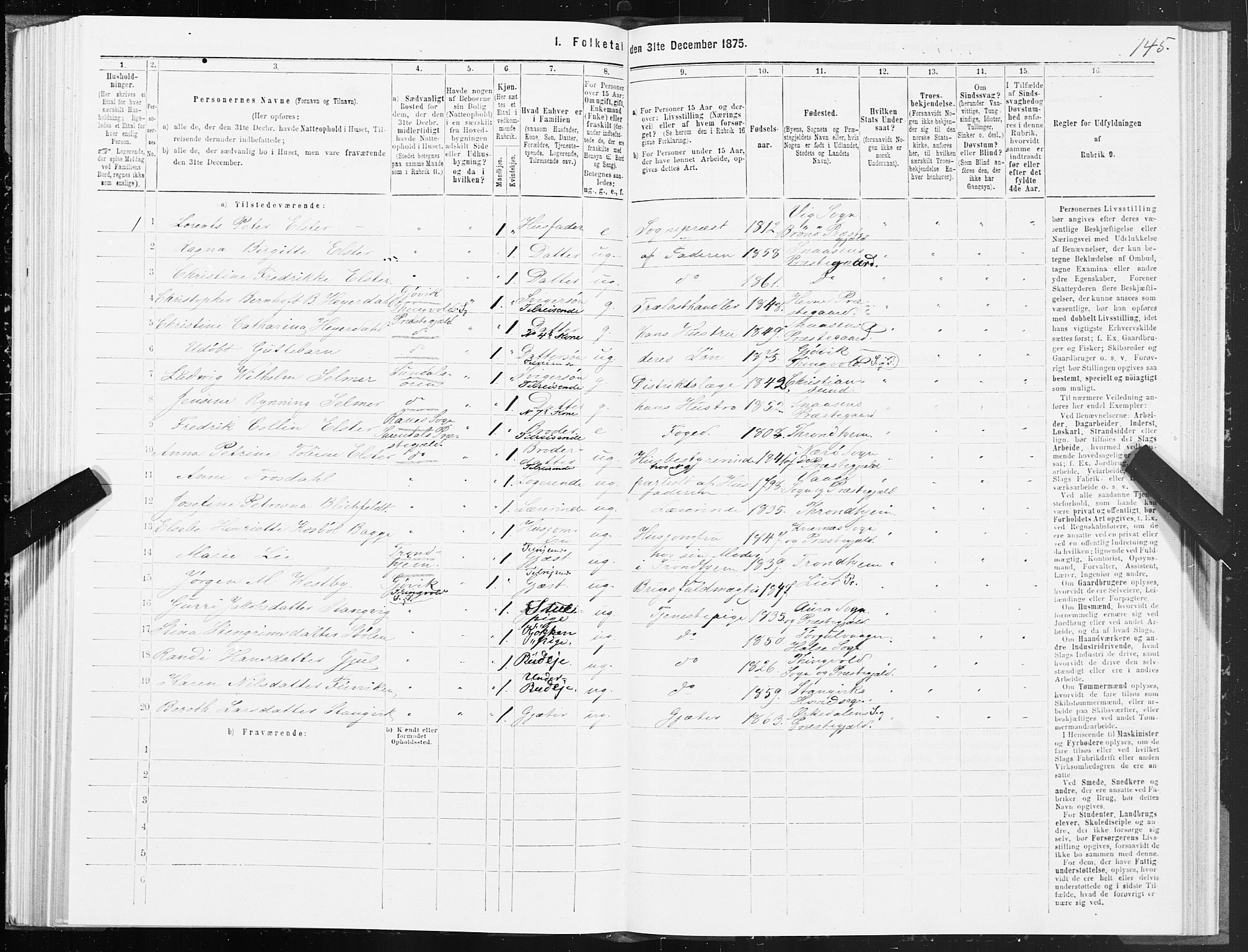 SAT, 1875 census for 1564P Stangvik, 1875, p. 1145