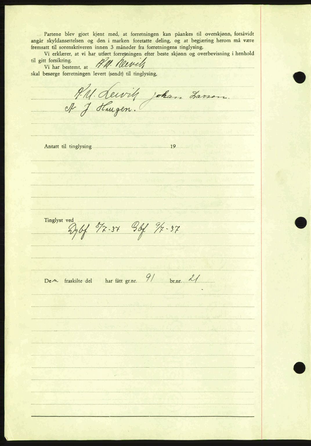 Idd og Marker sorenskriveri, AV/SAO-A-10283/G/Gb/Gbb/L0002: Mortgage book no. A2, 1937-1938, Diary no: : 697/1937