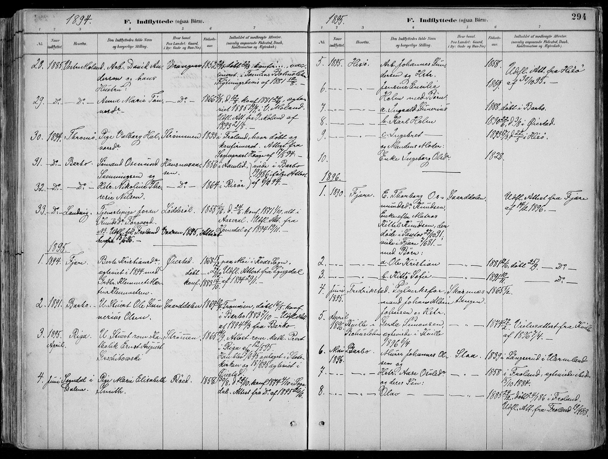 Øyestad sokneprestkontor, SAK/1111-0049/F/Fa/L0017: Parish register (official) no. A 17, 1887-1896, p. 294
