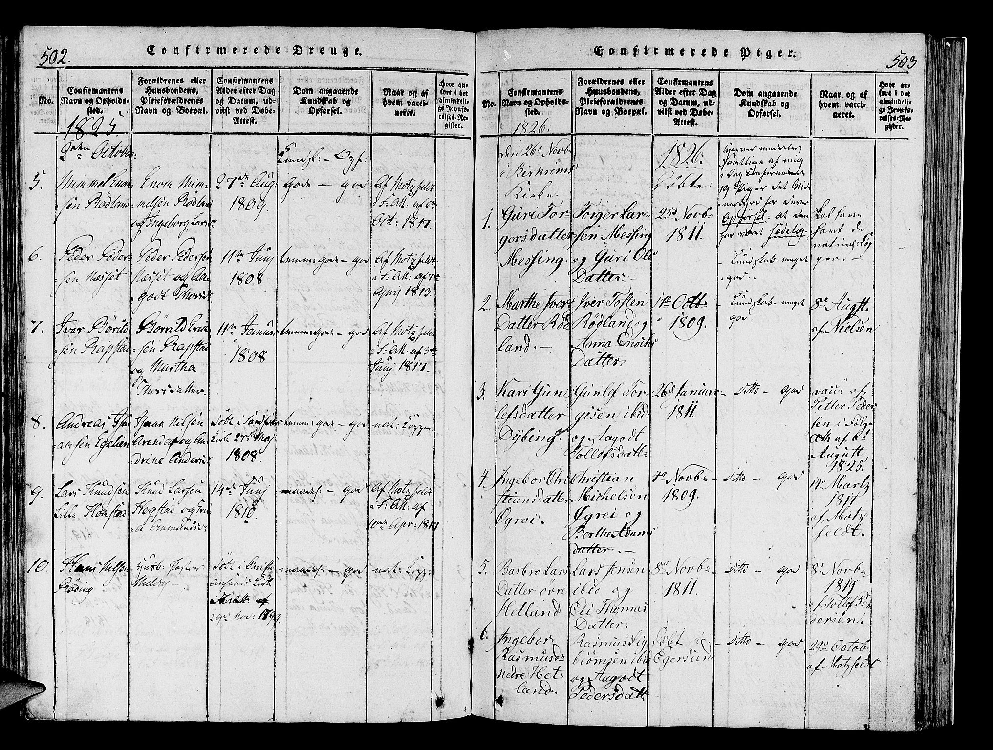 Helleland sokneprestkontor, SAST/A-101810: Parish register (official) no. A 4, 1815-1834, p. 502-503