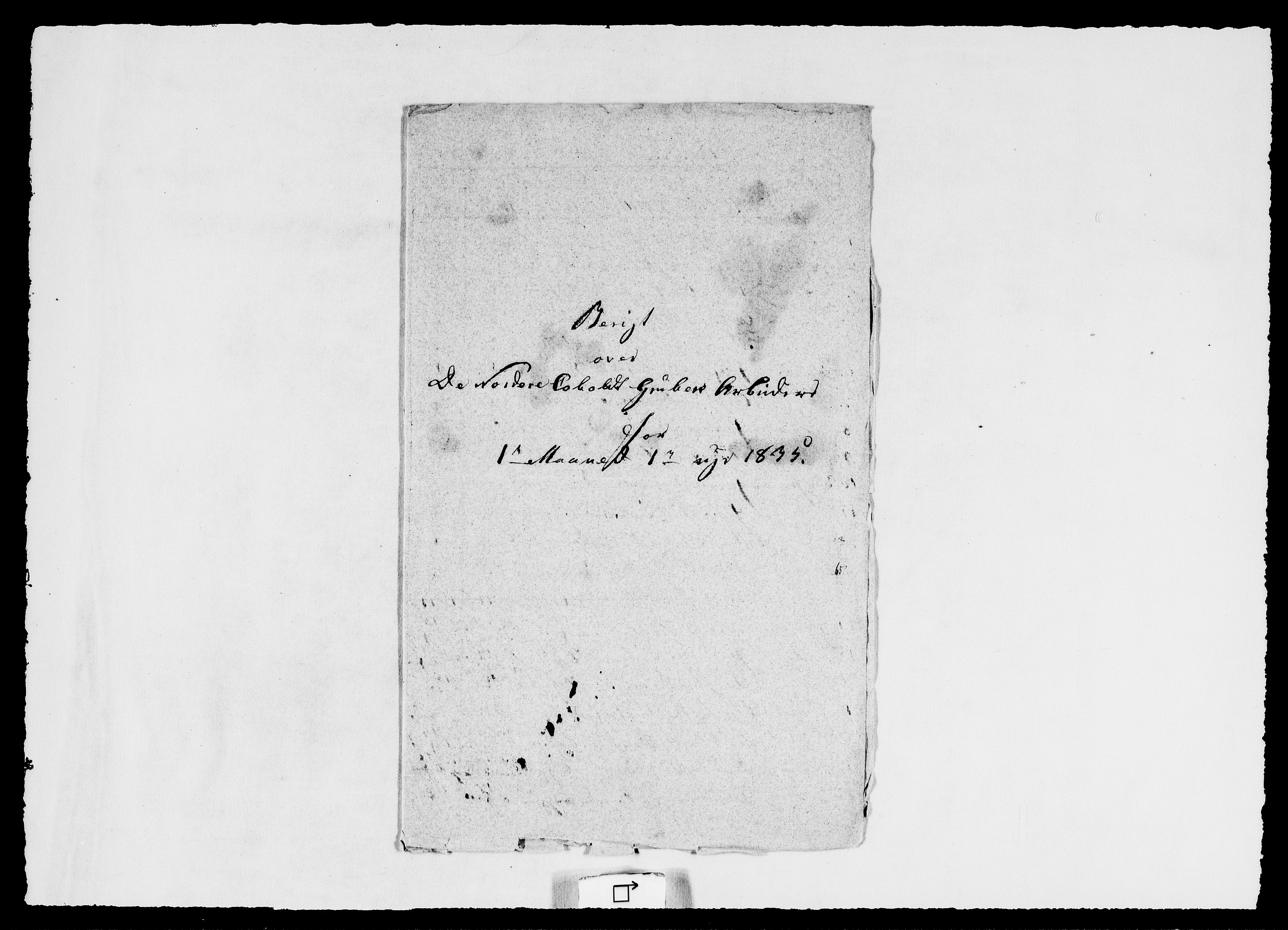 Modums Blaafarveværk, RA/PA-0157/G/Ge/L0348/0001: -- / Berigt over arbeiderne ved gruvene. Ført ukesvis. De Nordre Cobolt Gruber, 1835, p. 2