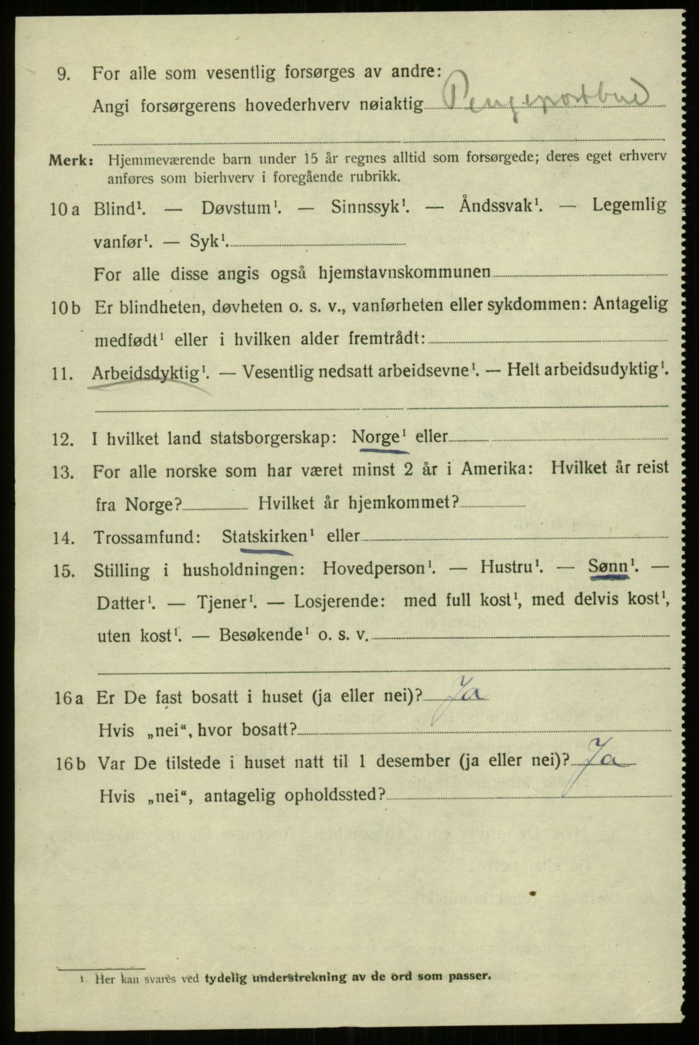 SAB, 1920 census for Bergen, 1920, p. 203352