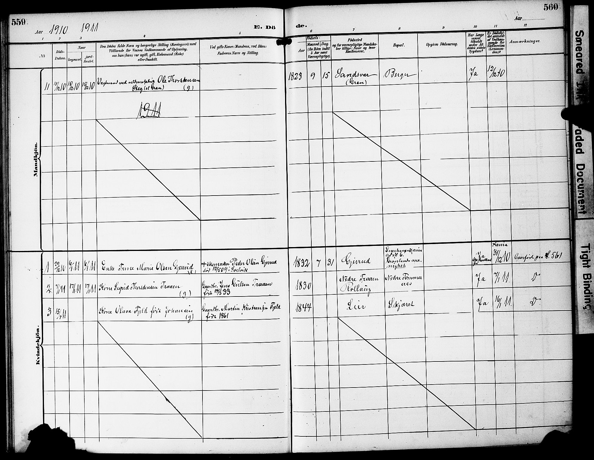 Strømm kirkebøker, AV/SAKO-A-322/G/Ga/L0004: Parish register (copy) no. I 4, 1897-1927, p. 559-560