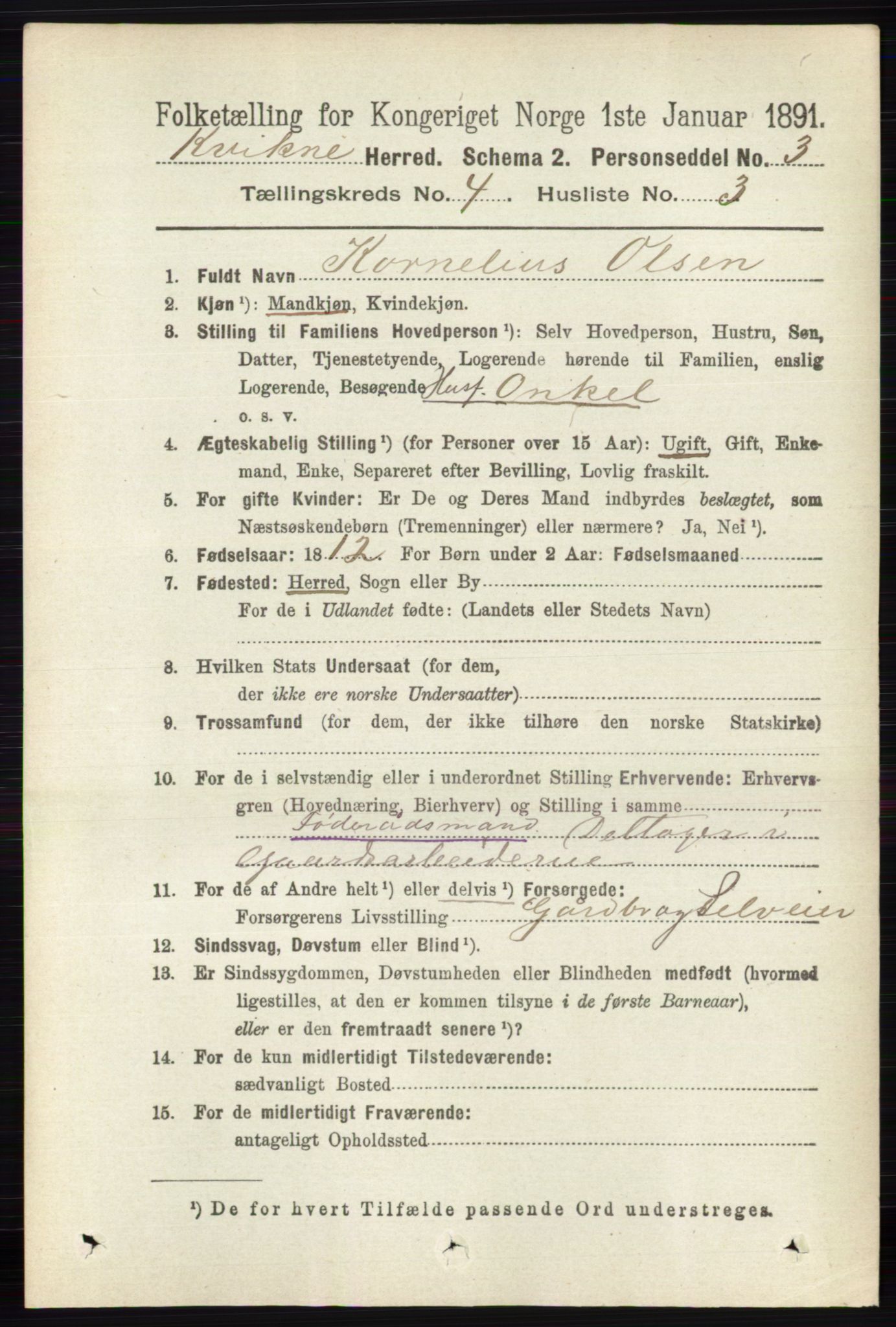 RA, 1891 census for 0440 Kvikne, 1891, p. 984