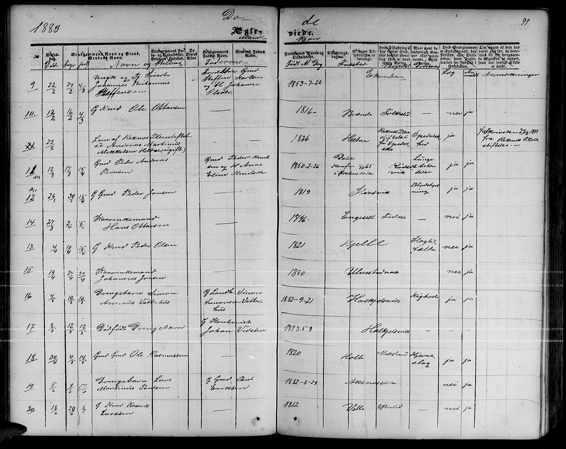 Ministerialprotokoller, klokkerbøker og fødselsregistre - Møre og Romsdal, AV/SAT-A-1454/511/L0157: Parish register (copy) no. 511C03, 1864-1884, p. 91