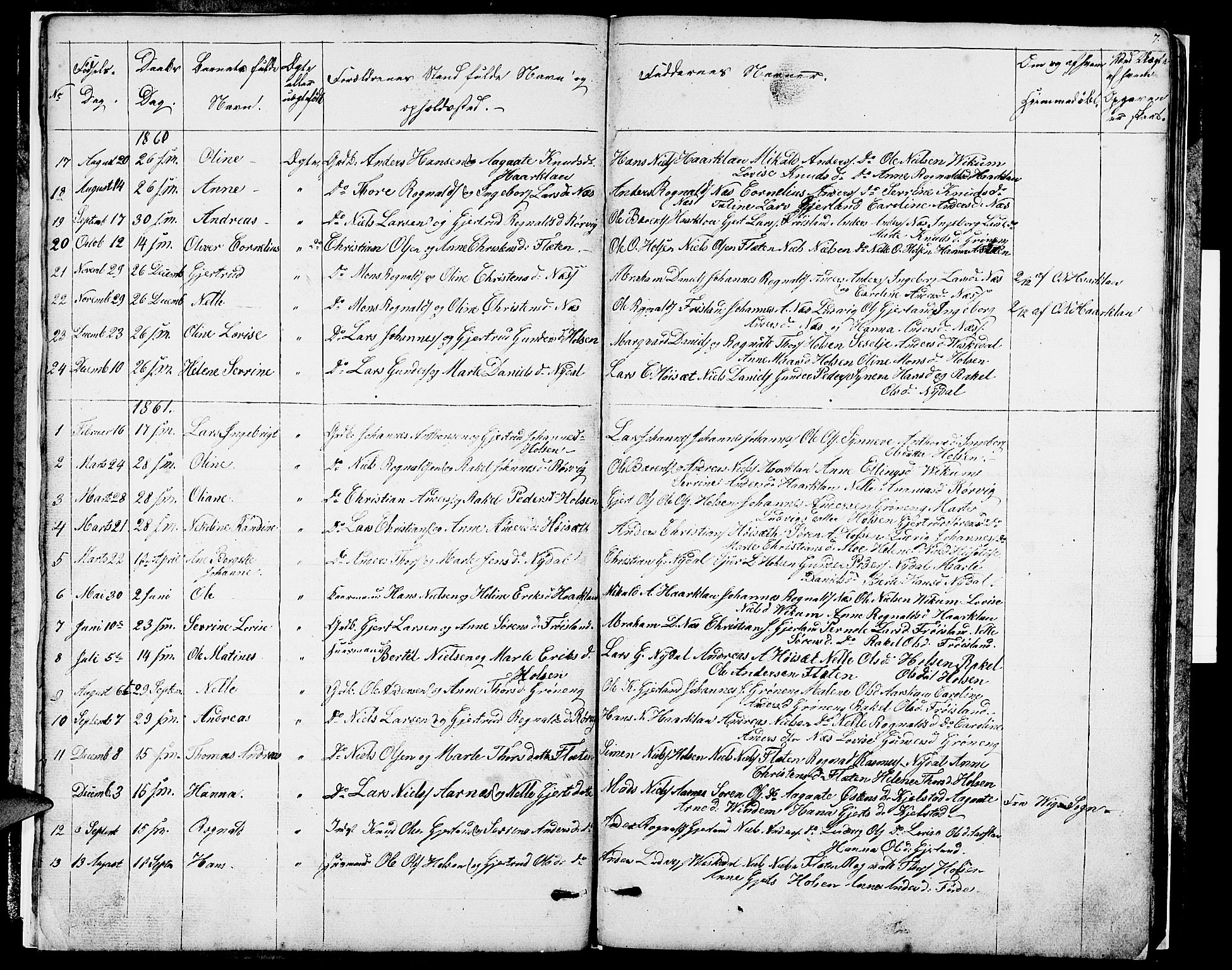 Førde sokneprestembete, SAB/A-79901/H/Hab/Habc/L0001: Parish register (copy) no. C 1, 1853-1880, p. 7