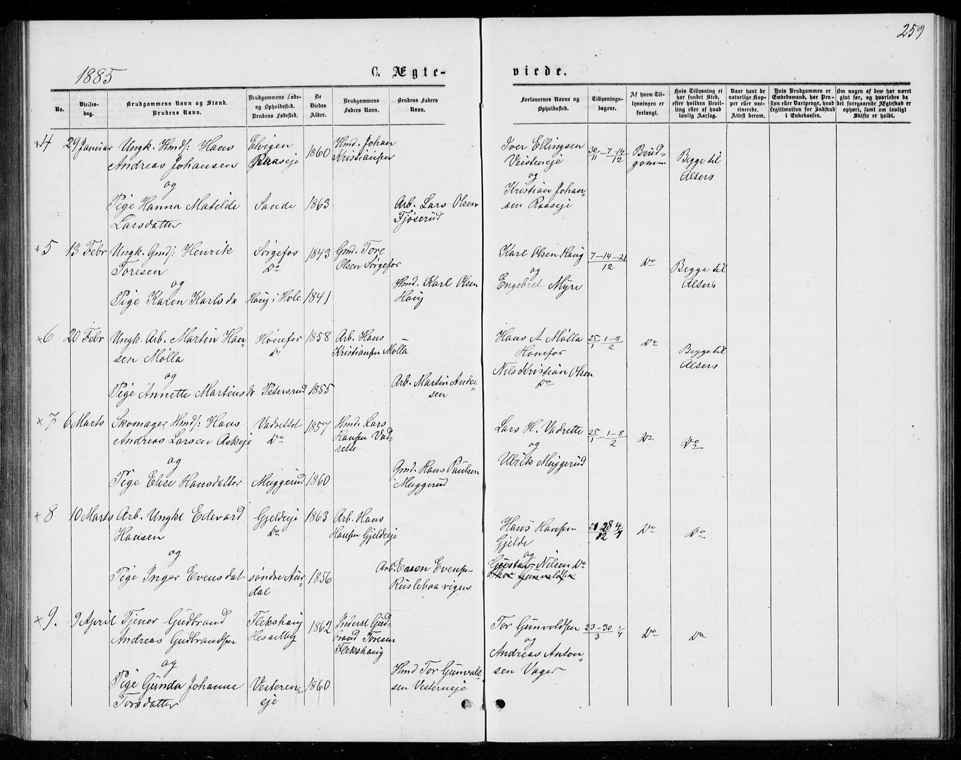 Norderhov kirkebøker, AV/SAKO-A-237/G/Ga/L0007: Parish register (copy) no. I 7, 1877-1887, p. 259