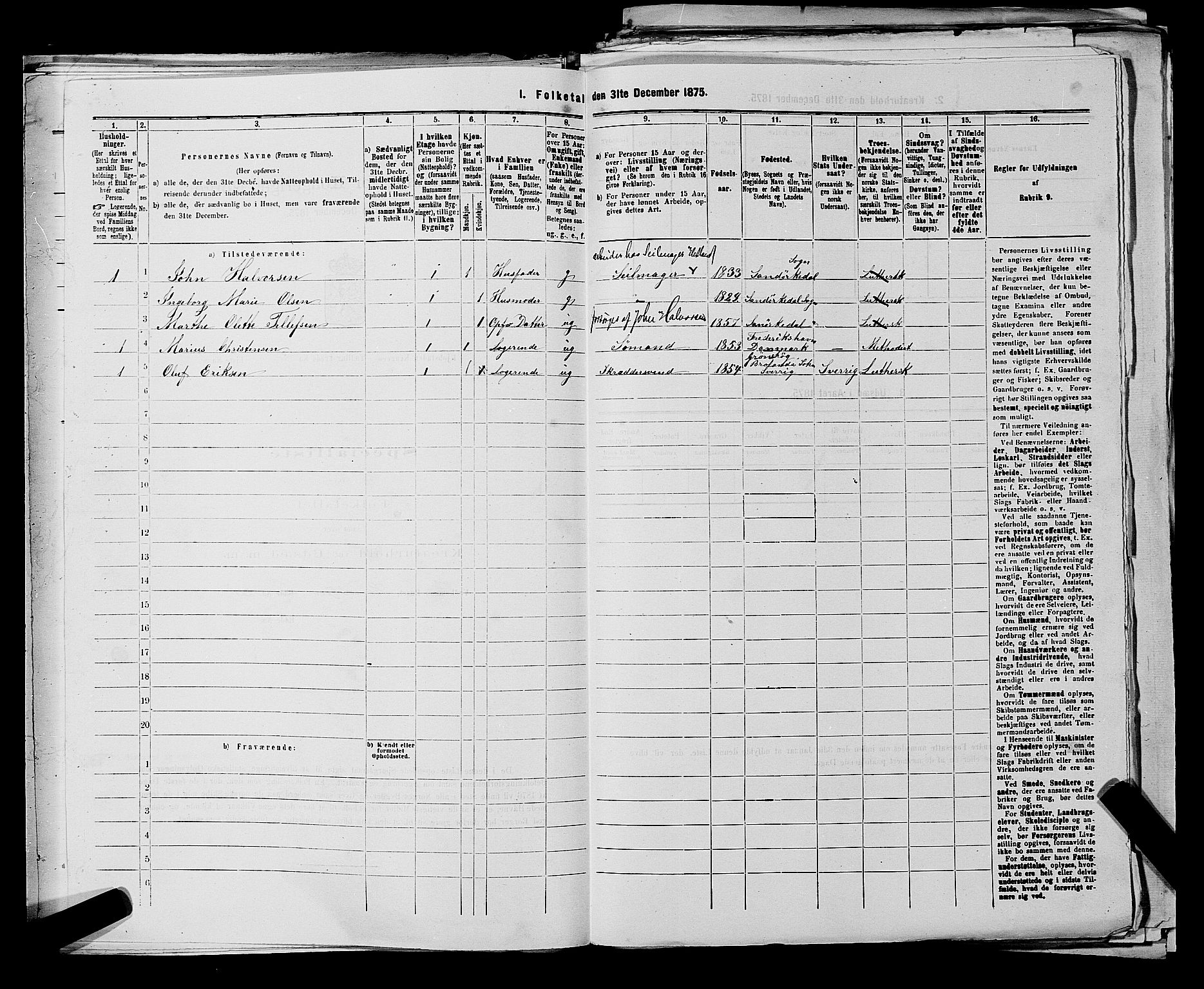 SAKO, 1875 census for 0801P Kragerø, 1875, p. 435