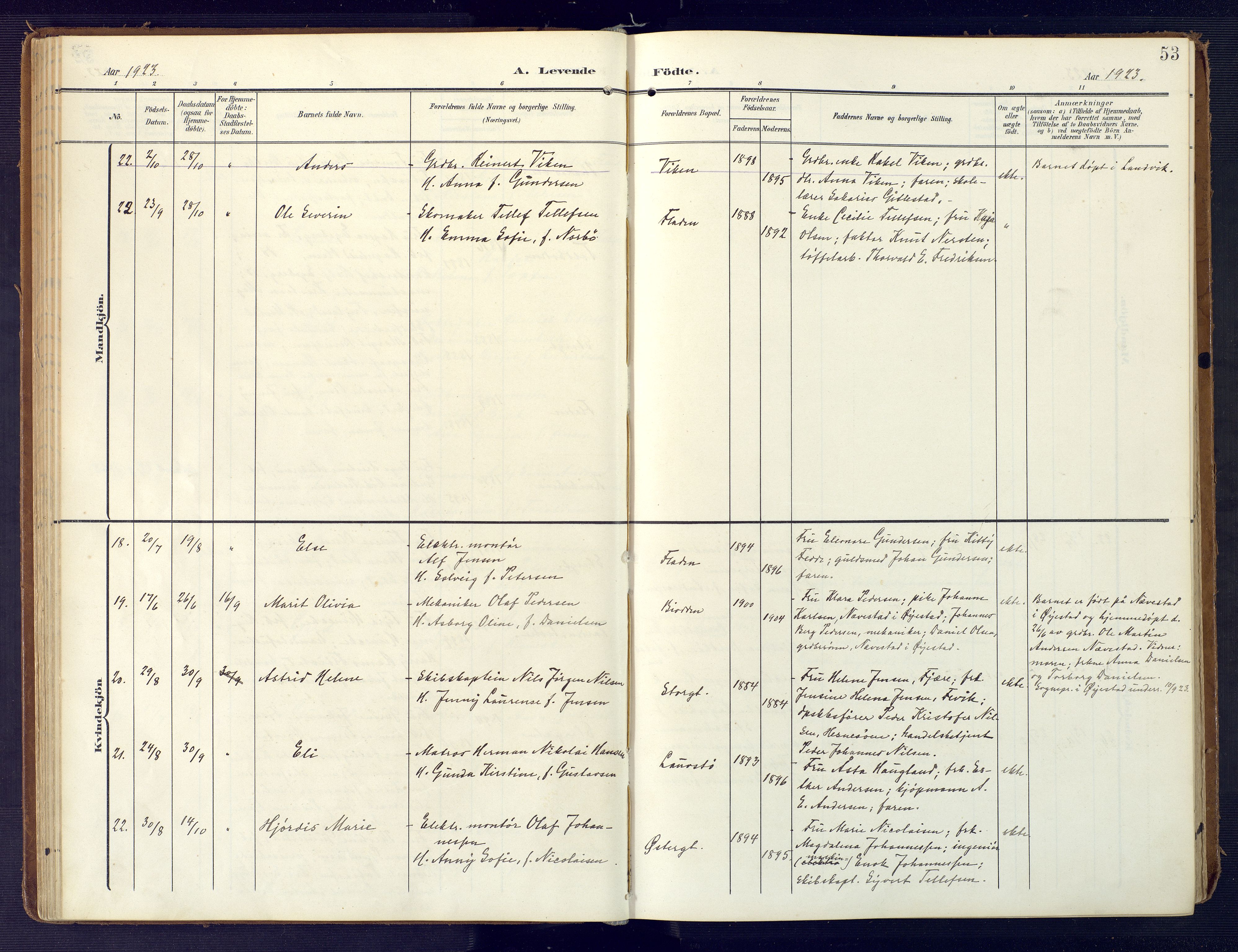 Grimstad sokneprestkontor, AV/SAK-1111-0017/F/Fa/L0005: Parish register (official) no. A 4, 1911-1924, p. 53