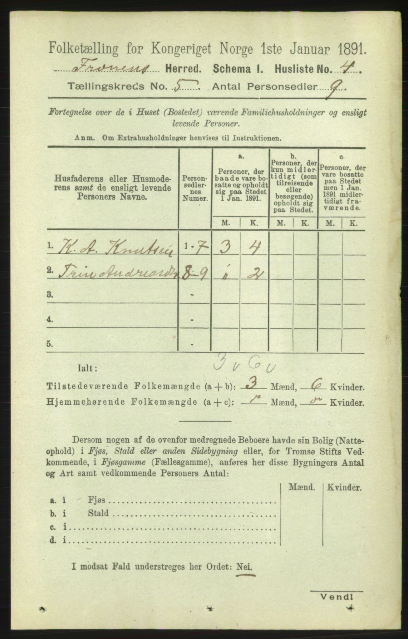 RA, 1891 census for 1548 Fræna, 1891, p. 1272