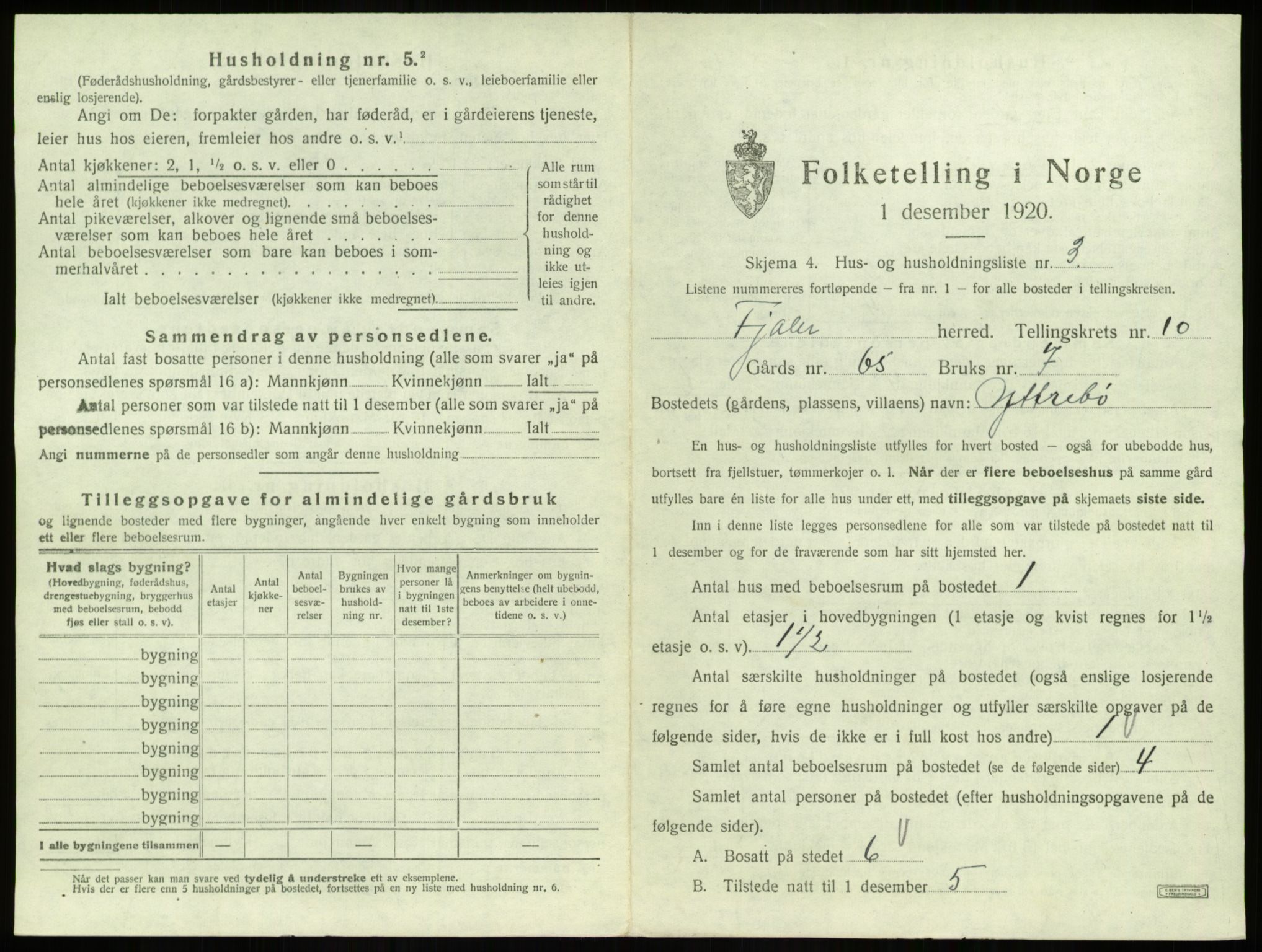 SAB, 1920 census for Fjaler, 1920, p. 713