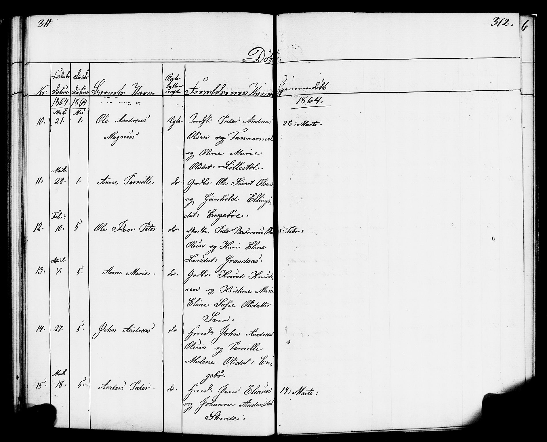 Hornindal sokneprestembete, AV/SAB-A-82401/H/Haa/Haaa/L0001: Parish register (official) no. A 1, 1837-1866, p. 312-313