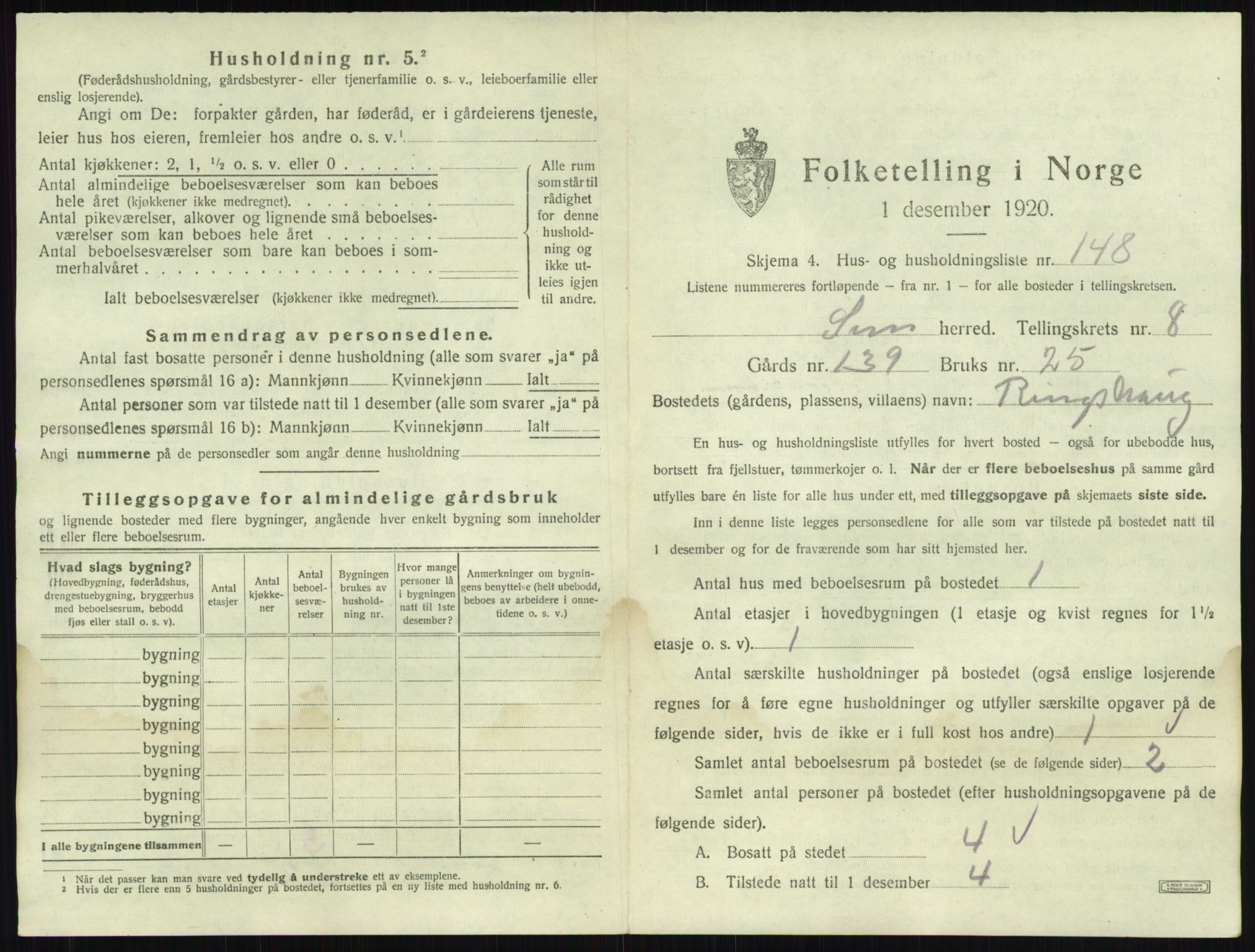 SAKO, 1920 census for Sem, 1920, p. 1945