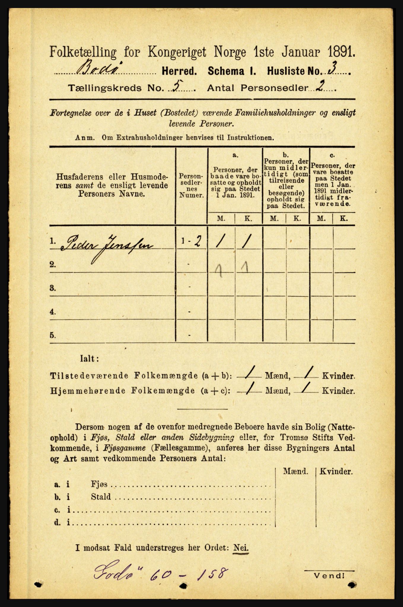 RA, 1891 census for 1843 Bodø, 1891, p. 3032