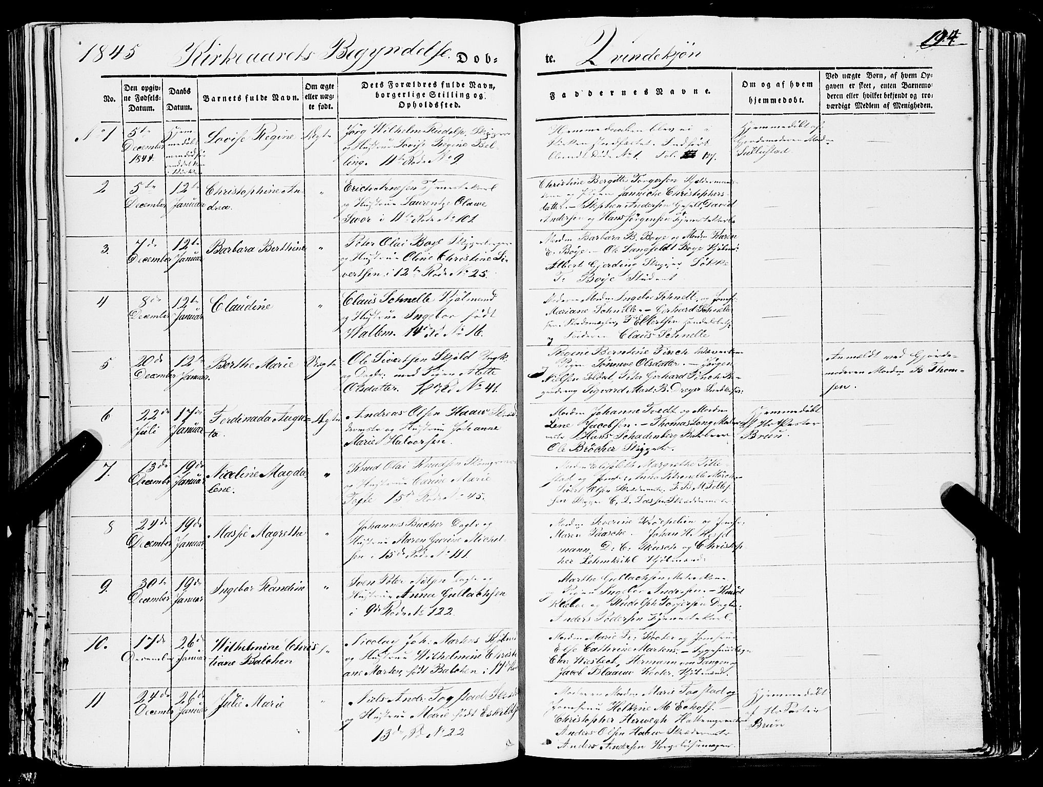 Domkirken sokneprestembete, SAB/A-74801/H/Haa/L0019: Parish register (official) no. B 2, 1841-1851, p. 194