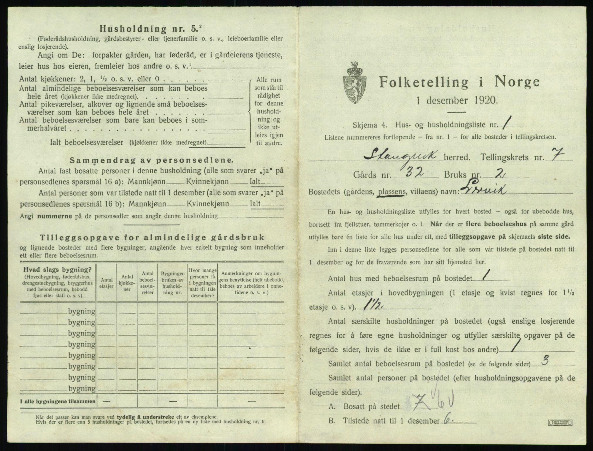 SAT, 1920 census for Stangvik, 1920, p. 630