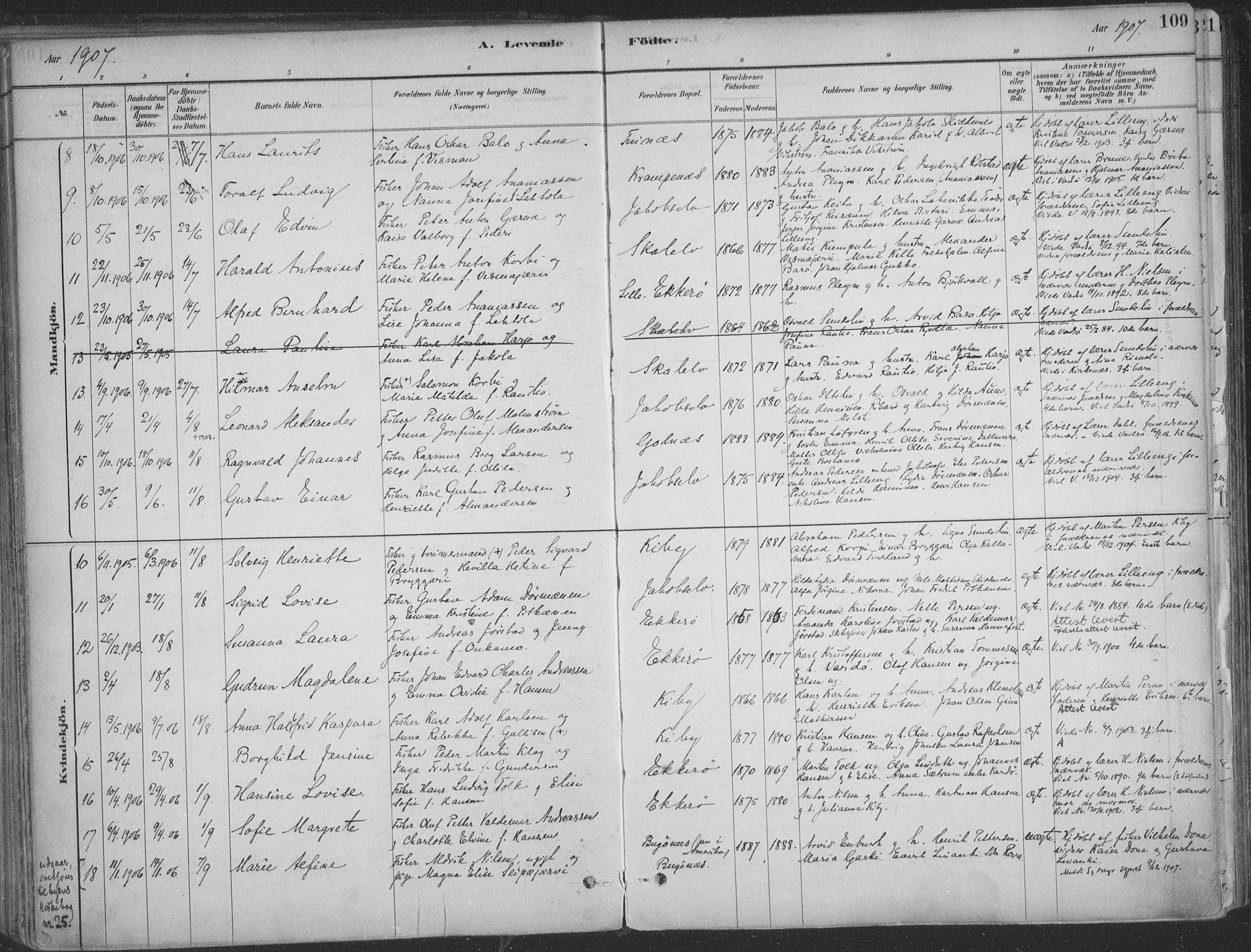 Vadsø sokneprestkontor, SATØ/S-1325/H/Ha/L0009kirke: Parish register (official) no. 9, 1881-1917, p. 109