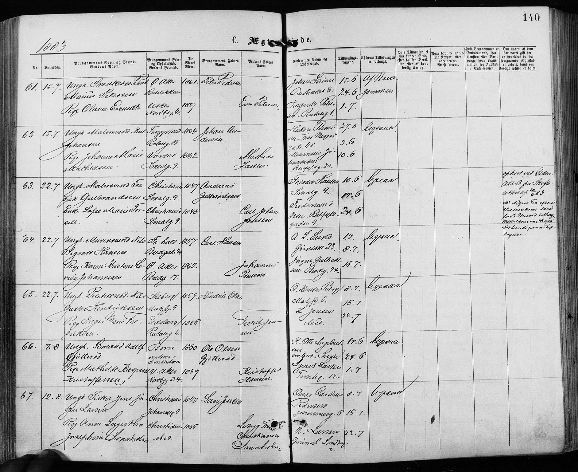 Grønland prestekontor Kirkebøker, SAO/A-10848/F/Fa/L0006: Parish register (official) no. 6, 1877-1886, p. 140