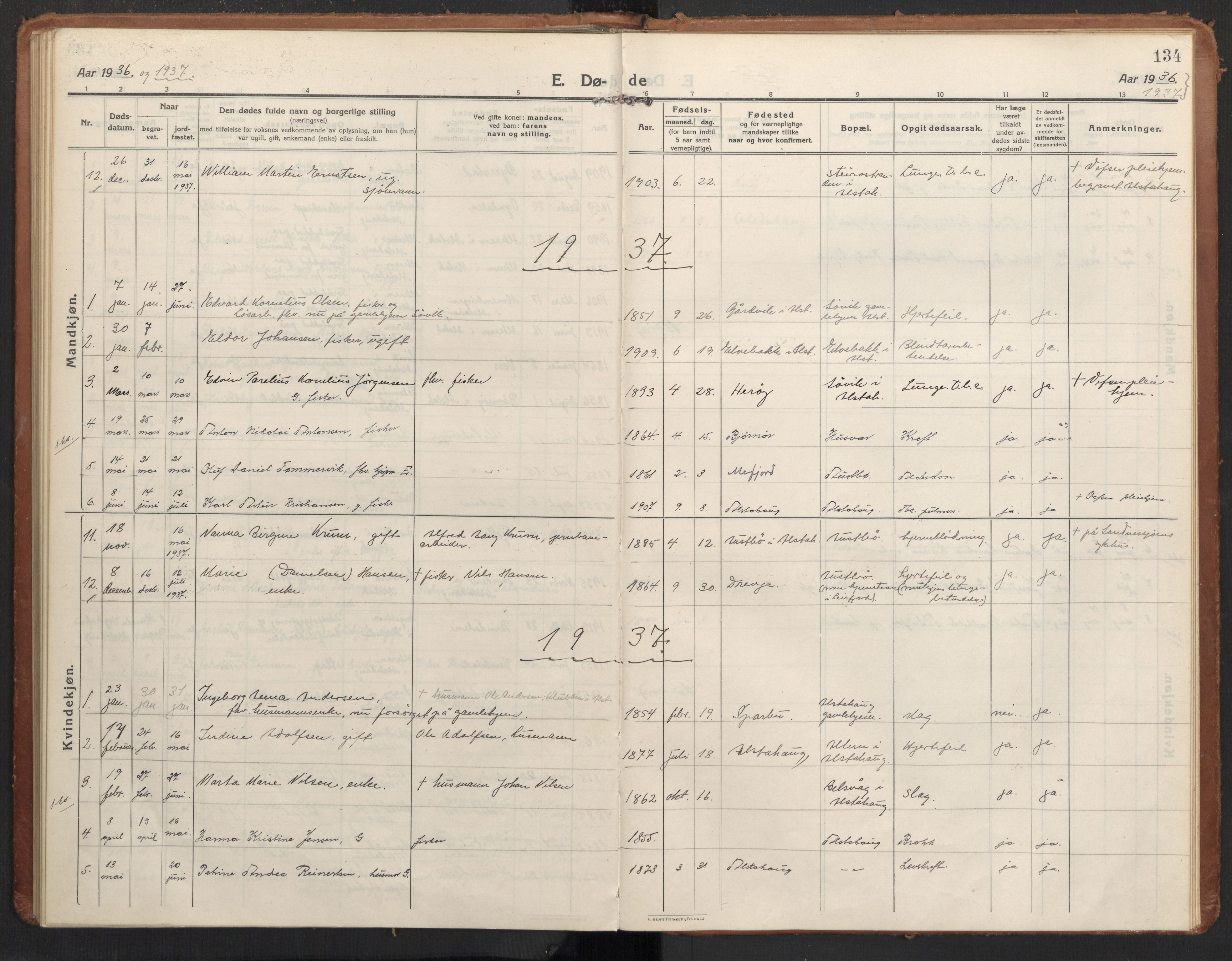 Ministerialprotokoller, klokkerbøker og fødselsregistre - Nordland, AV/SAT-A-1459/830/L0456: Parish register (official) no. 830A20, 1914-1937, p. 134