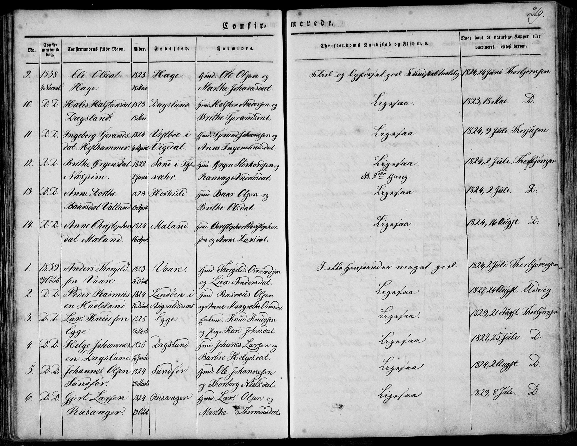 Skjold sokneprestkontor, AV/SAST-A-101847/H/Ha/Haa/L0006: Parish register (official) no. A 6.1, 1835-1858, p. 219