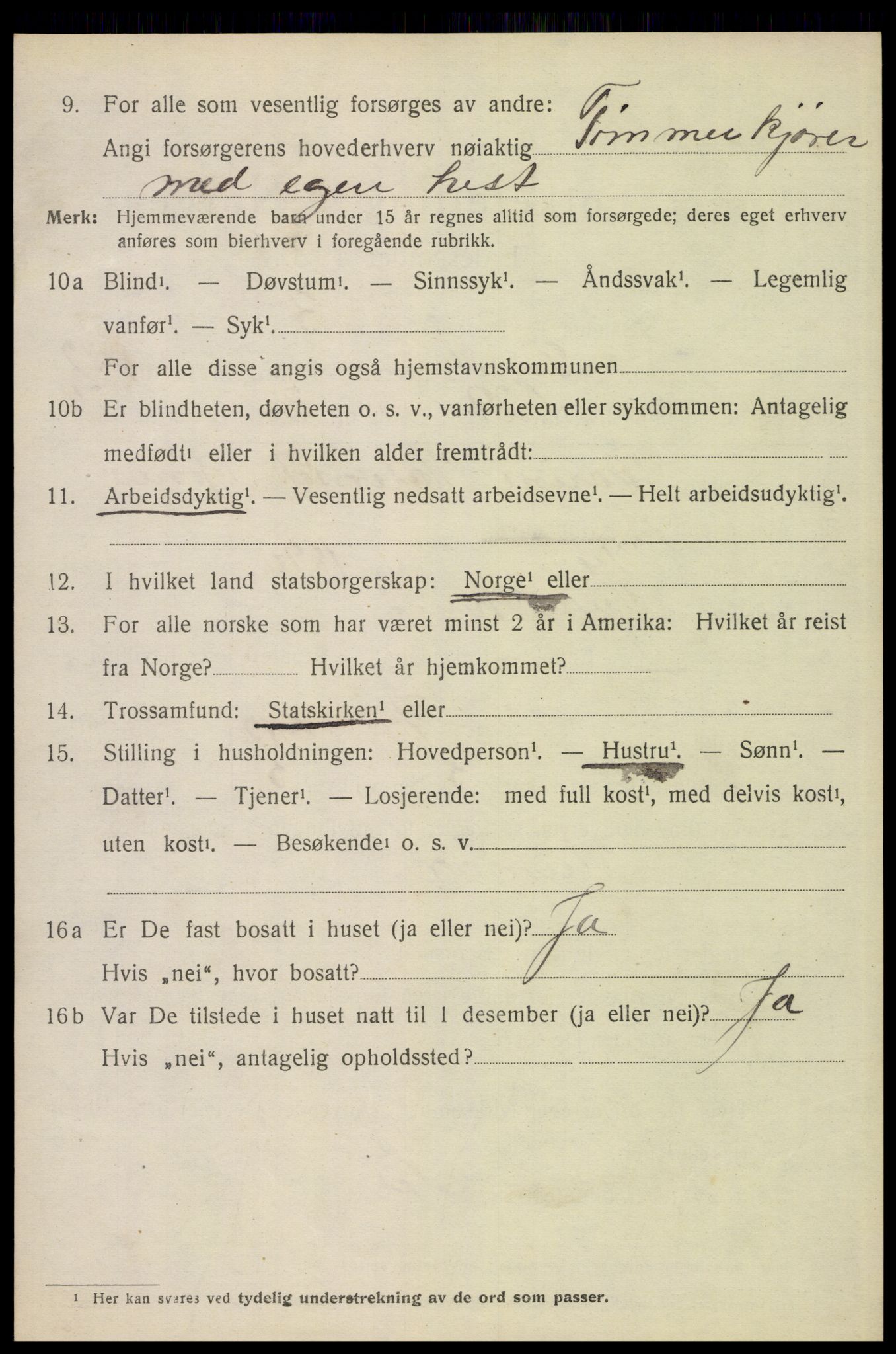 SAH, 1920 census for Trysil, 1920, p. 7522