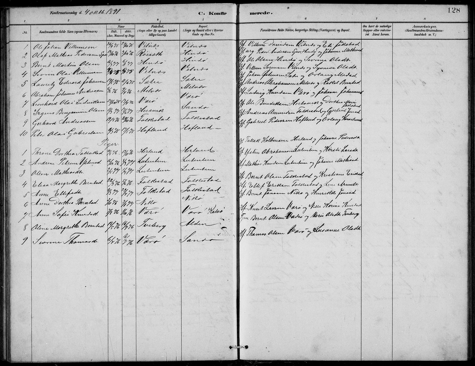 Askvoll sokneprestembete, AV/SAB-A-79501/H/Hab/Habb/L0001: Parish register (copy) no. B 1, 1879-1909, p. 128