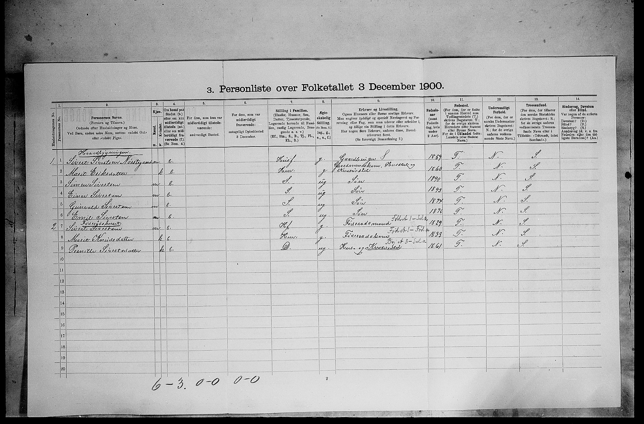 SAH, 1900 census for Dovre, 1900, p. 461