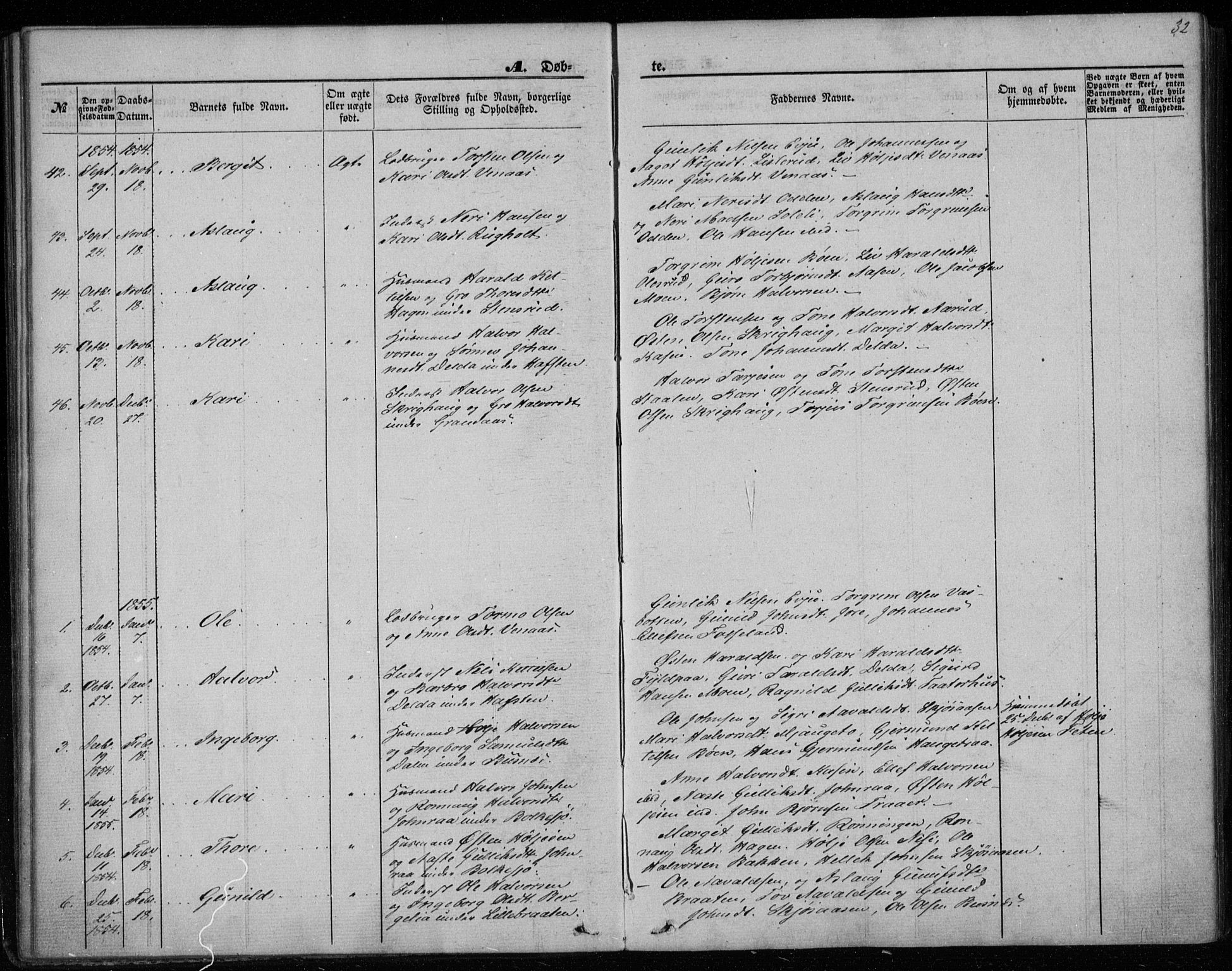 Gransherad kirkebøker, SAKO/A-267/F/Fa/L0002: Parish register (official) no. I 2, 1844-1859, p. 32