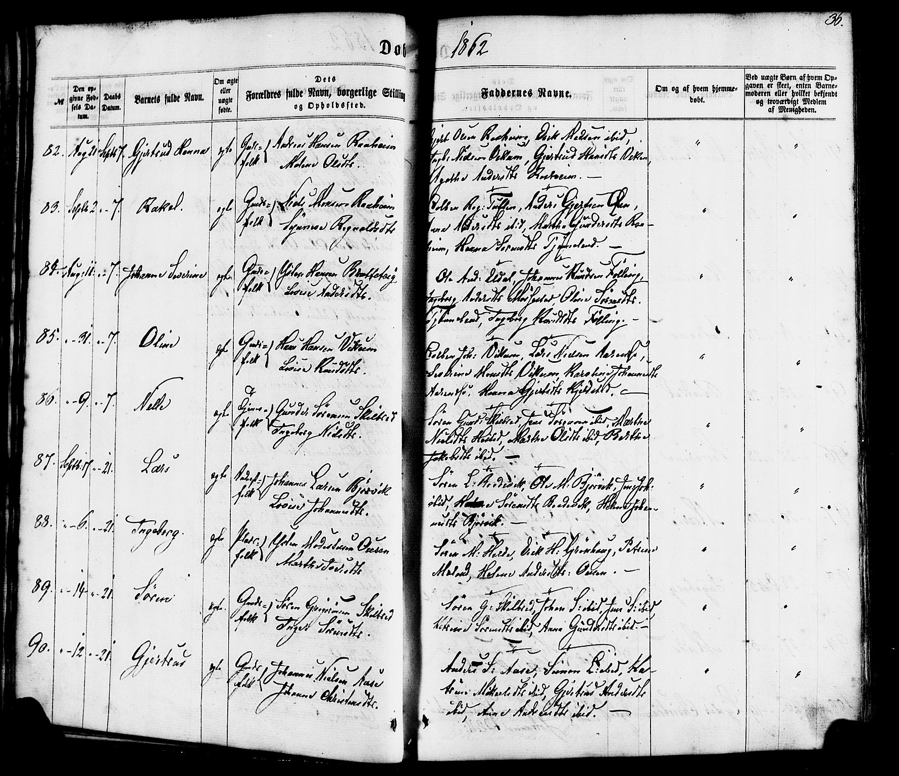 Gaular sokneprestembete, SAB/A-80001/H/Haa: Parish register (official) no. A 5, 1860-1881, p. 36