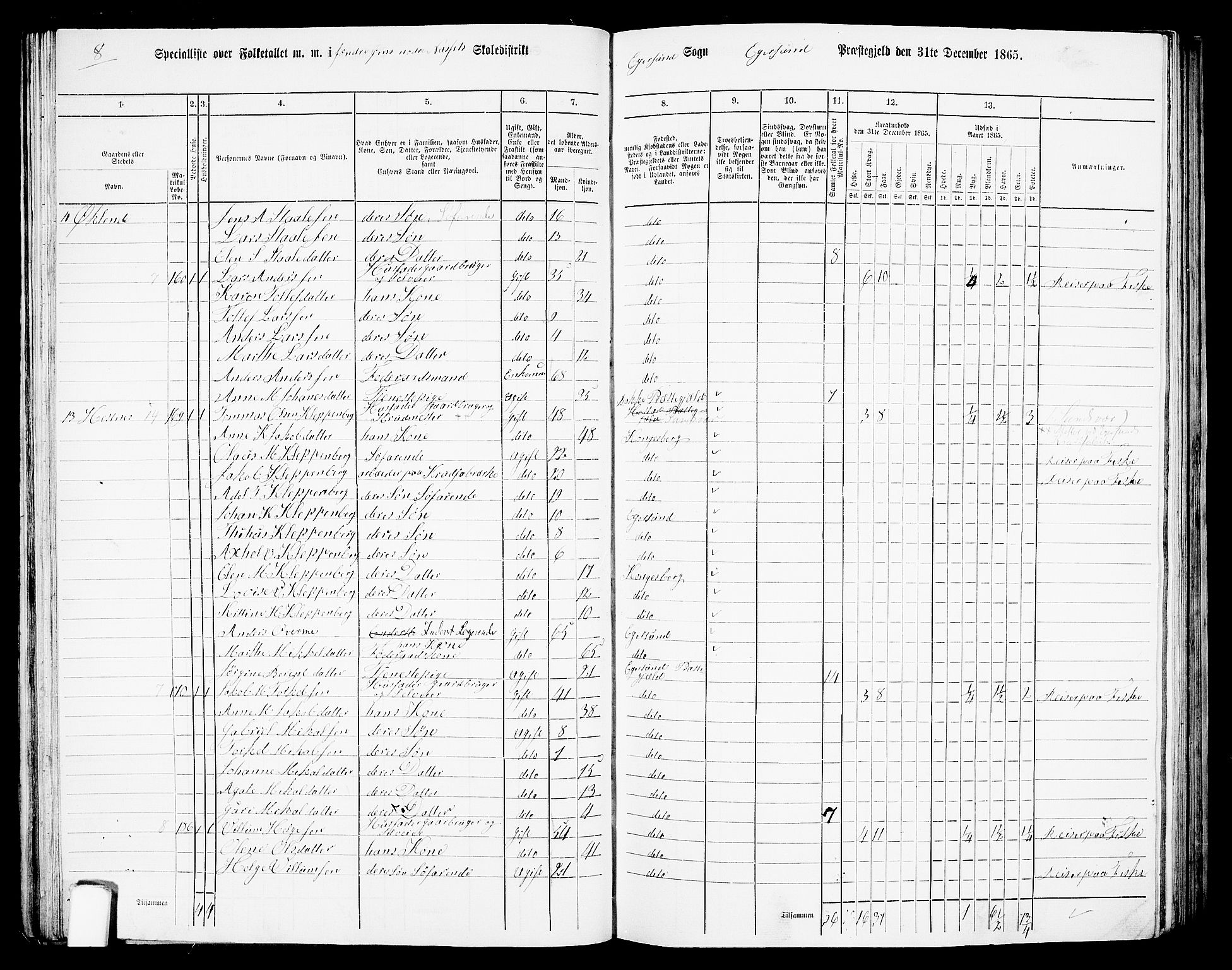 RA, 1865 census for Eigersund/Eigersund og Ogna, 1865, p. 47