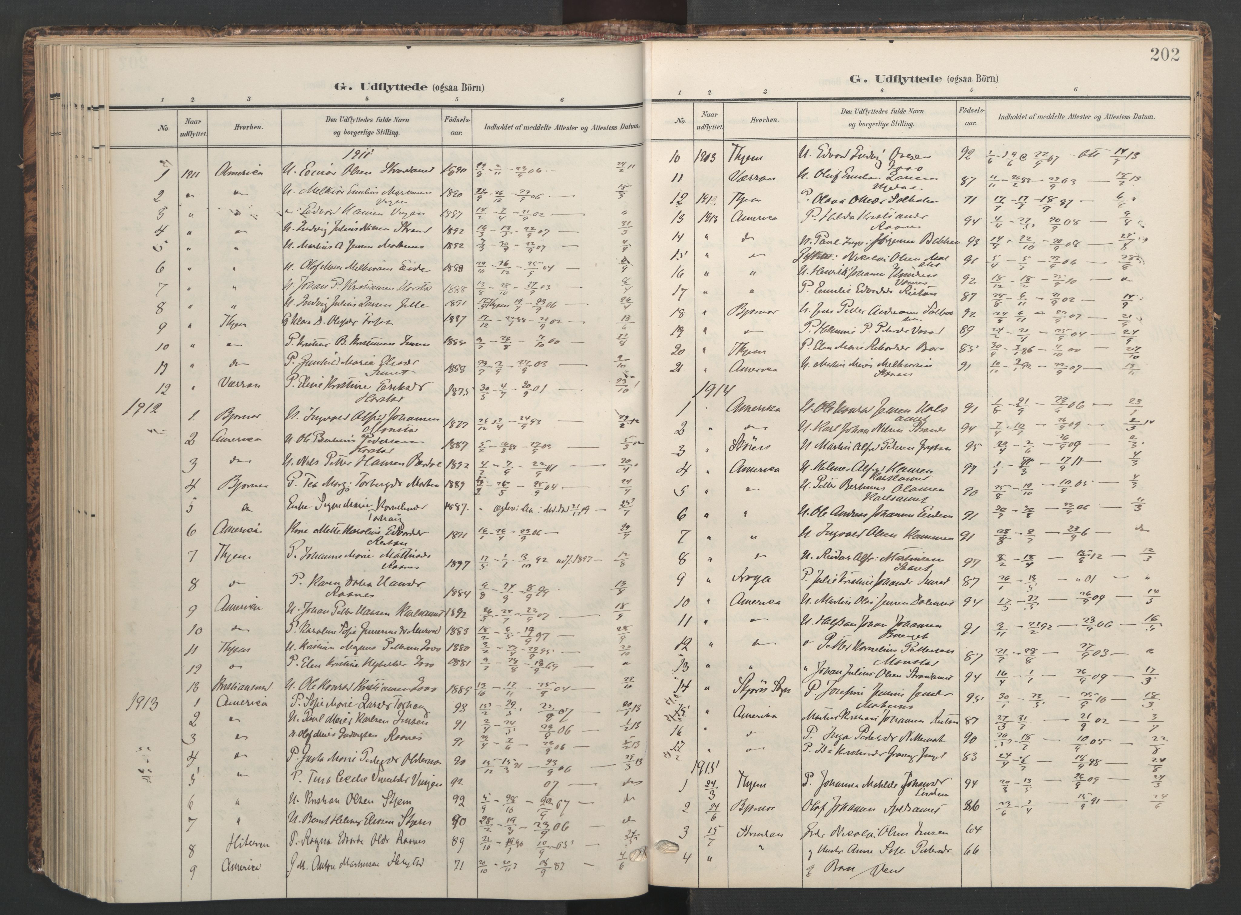 Ministerialprotokoller, klokkerbøker og fødselsregistre - Sør-Trøndelag, SAT/A-1456/655/L0682: Parish register (official) no. 655A11, 1908-1922, p. 202