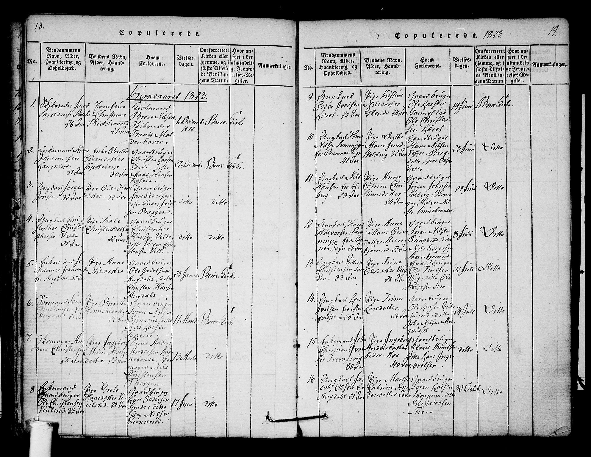 Borre kirkebøker, SAKO/A-338/F/Fa/L0004: Parish register (official) no. I 4, 1815-1845, p. 18-19