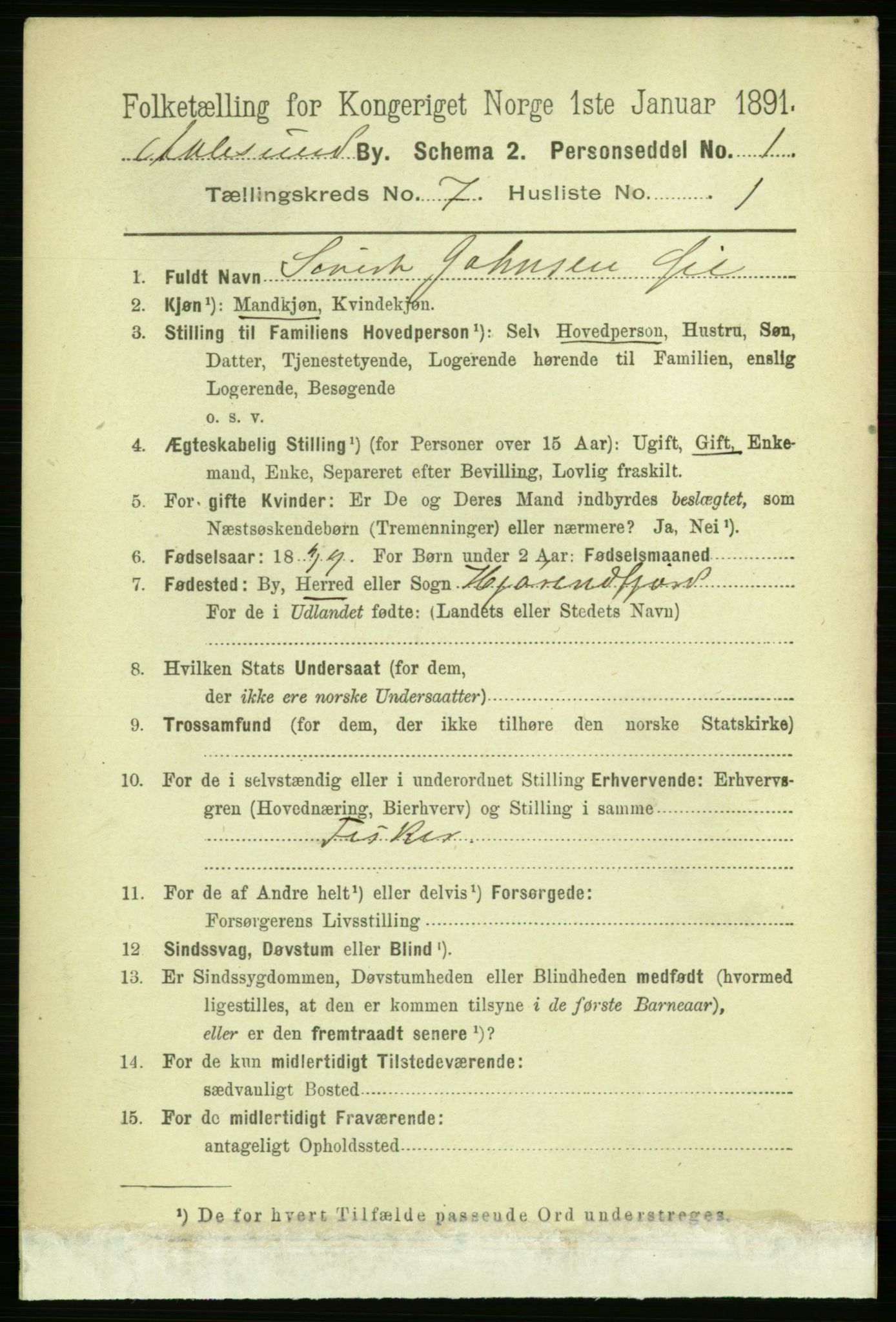 RA, 1891 census for 1501 Ålesund, 1891, p. 5277