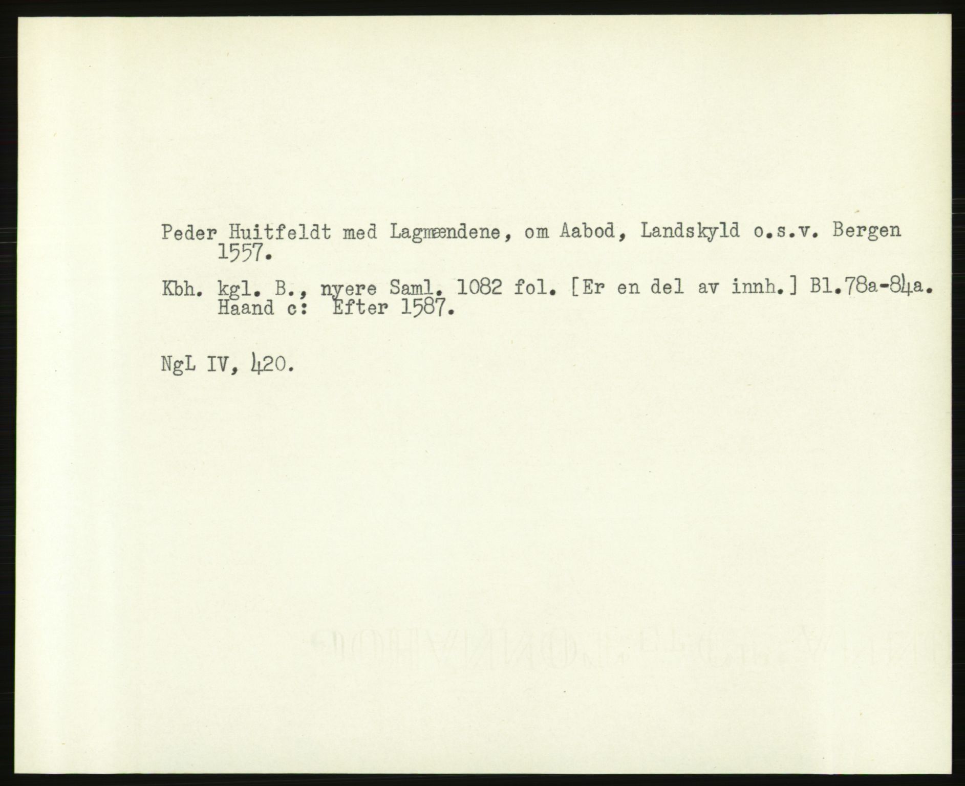 Norsk Historisk Kjeldeskrift-Institutt (NHKI), AV/RA-S-6117/G/Gc/L0031: Tematisk register til Gustav Storms håndskriftbeskrivelser i NgL bd. IV, 1483-1558, p. 661