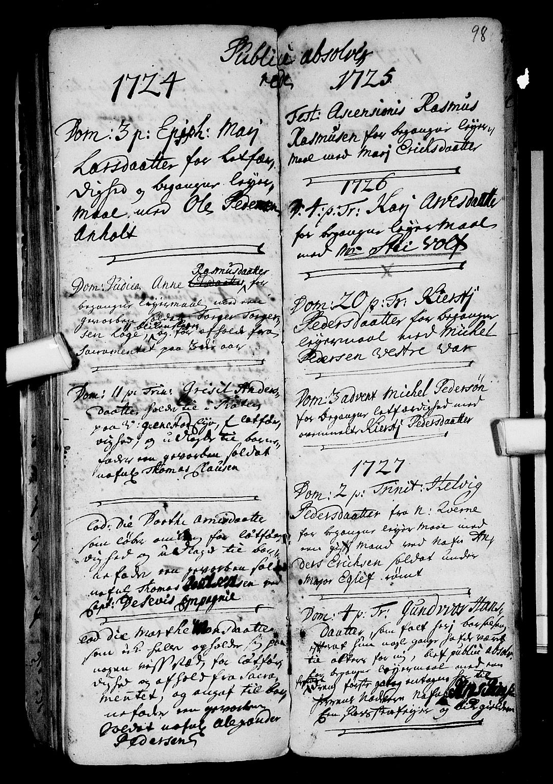 Stokke kirkebøker, AV/SAKO-A-320/F/Fa/L0001: Parish register (official) no. I 1, 1717-1733, p. 98