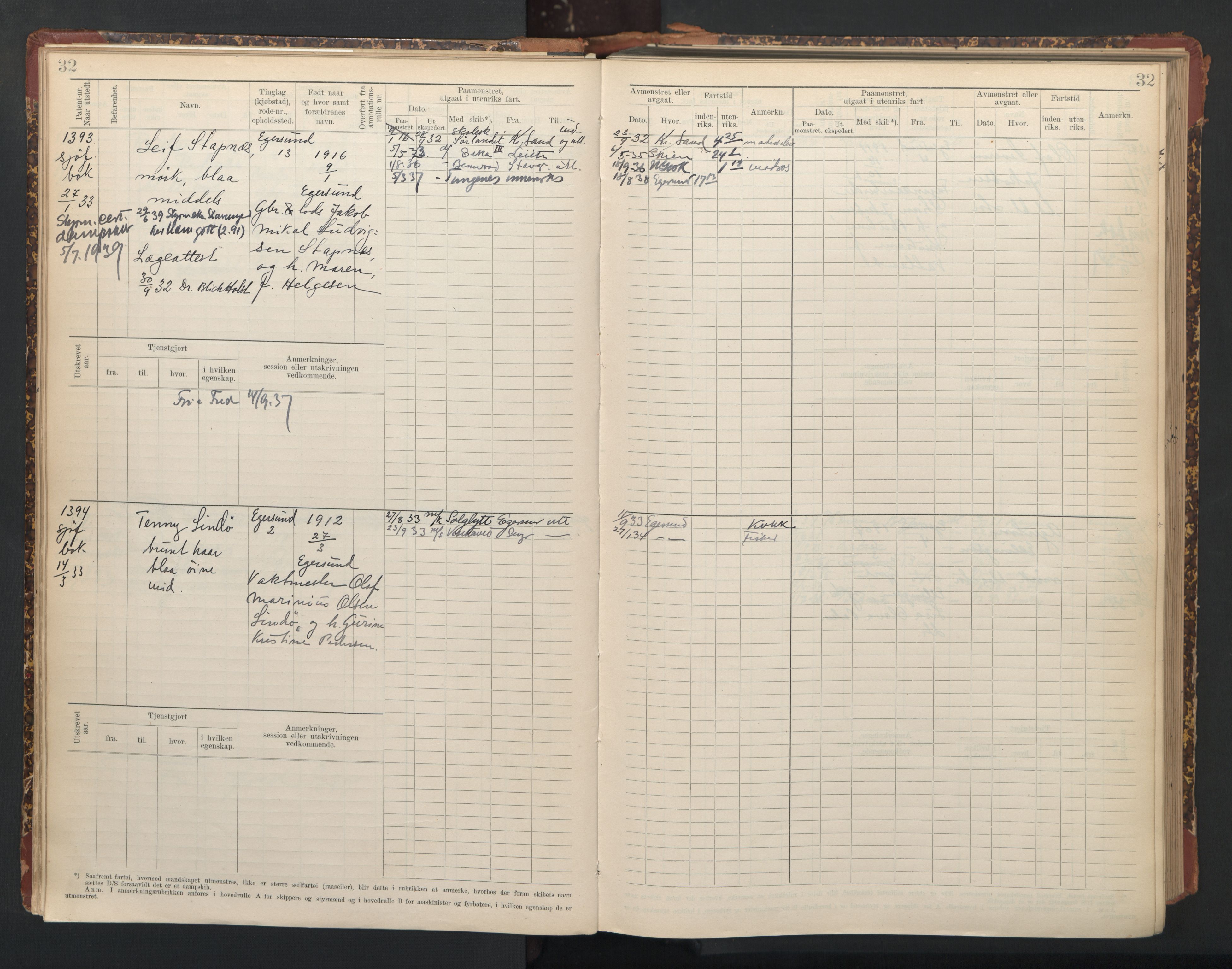 Egersund mønstringskrets, SAK/2031-0019/F/Fb/L0003: Hovedrulle nr 1331-1567, O-5, 1900-1948, p. 34