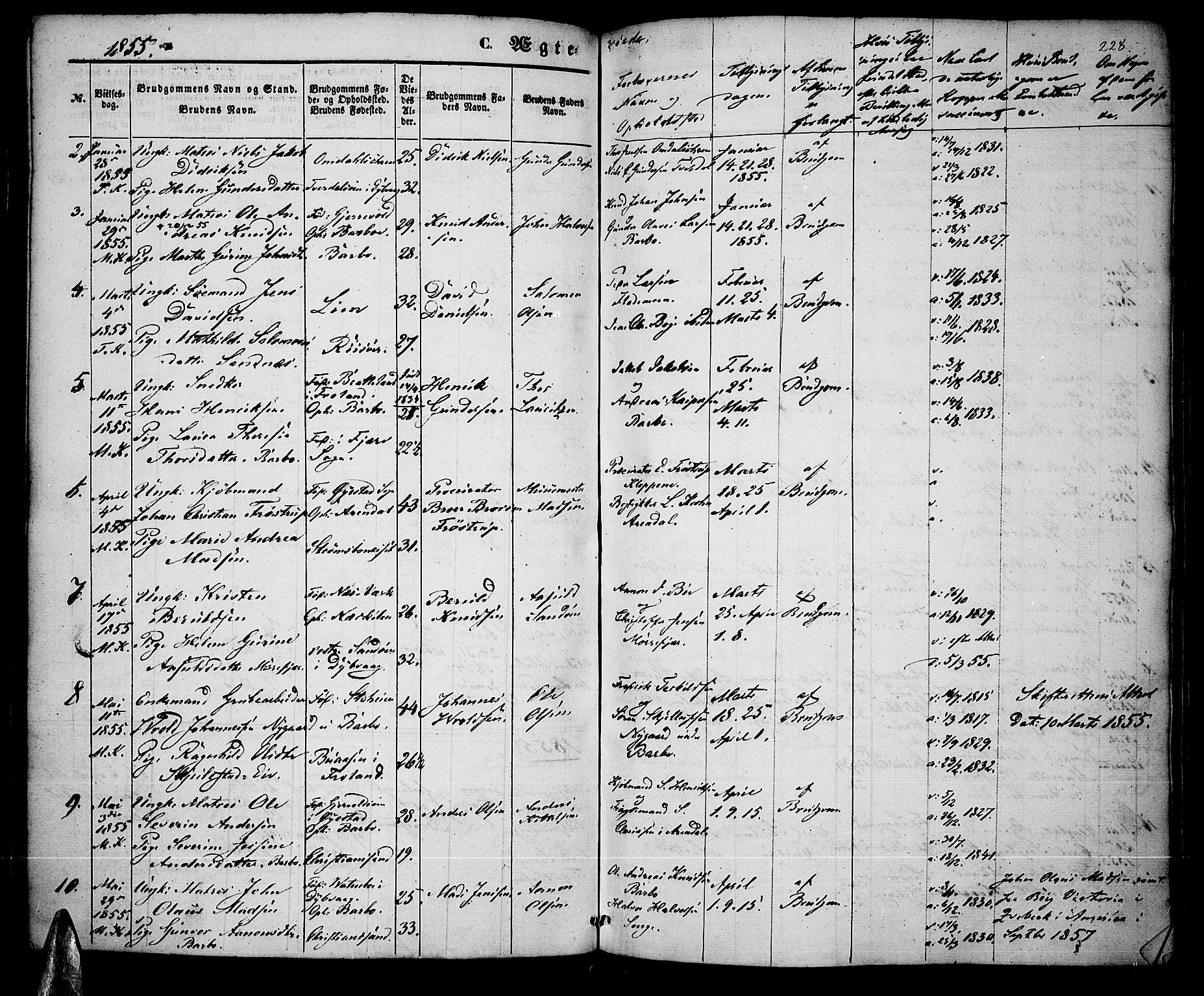 Tromøy sokneprestkontor, AV/SAK-1111-0041/F/Fa/L0005: Parish register (official) no. A 5, 1847-1856, p. 228